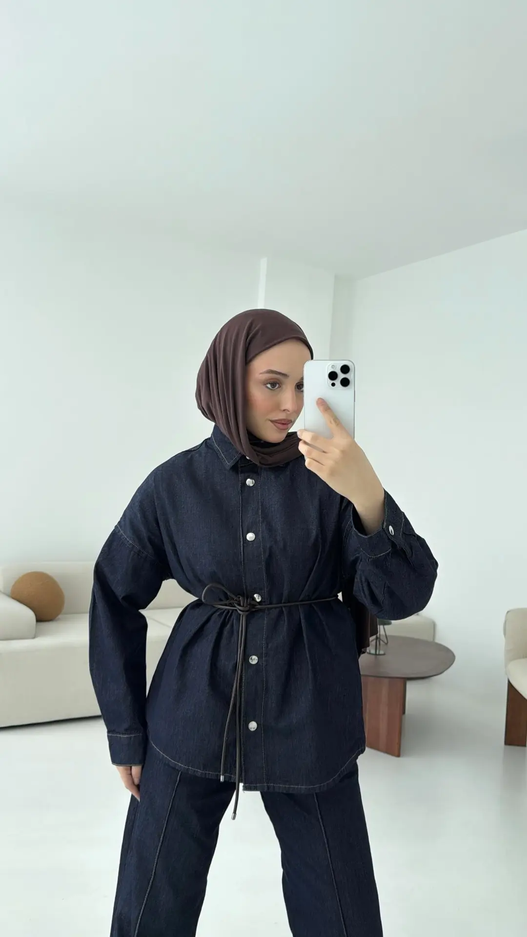 Beli Lastikli Denim Takım