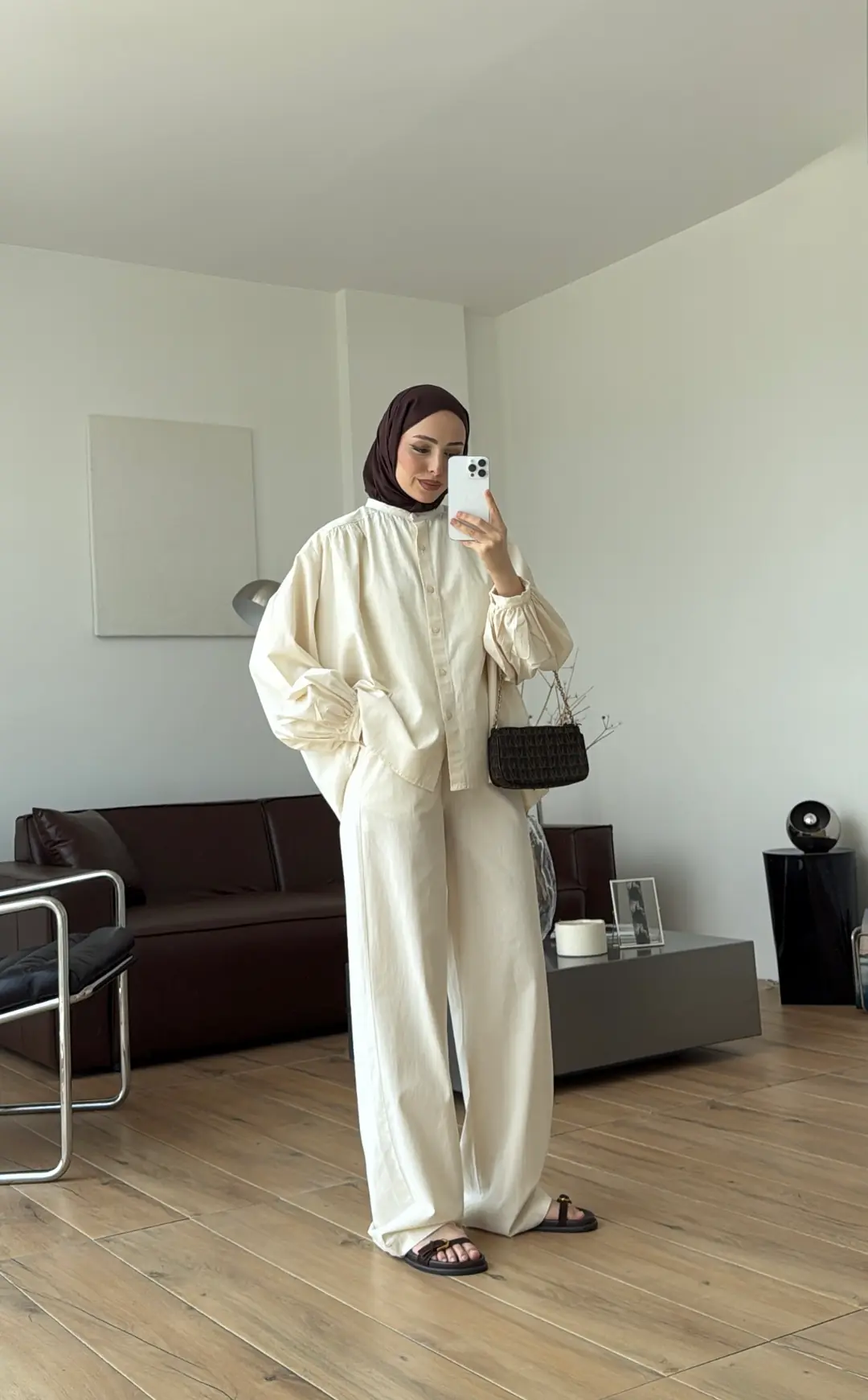 Keten Büzgülü Takım Natural