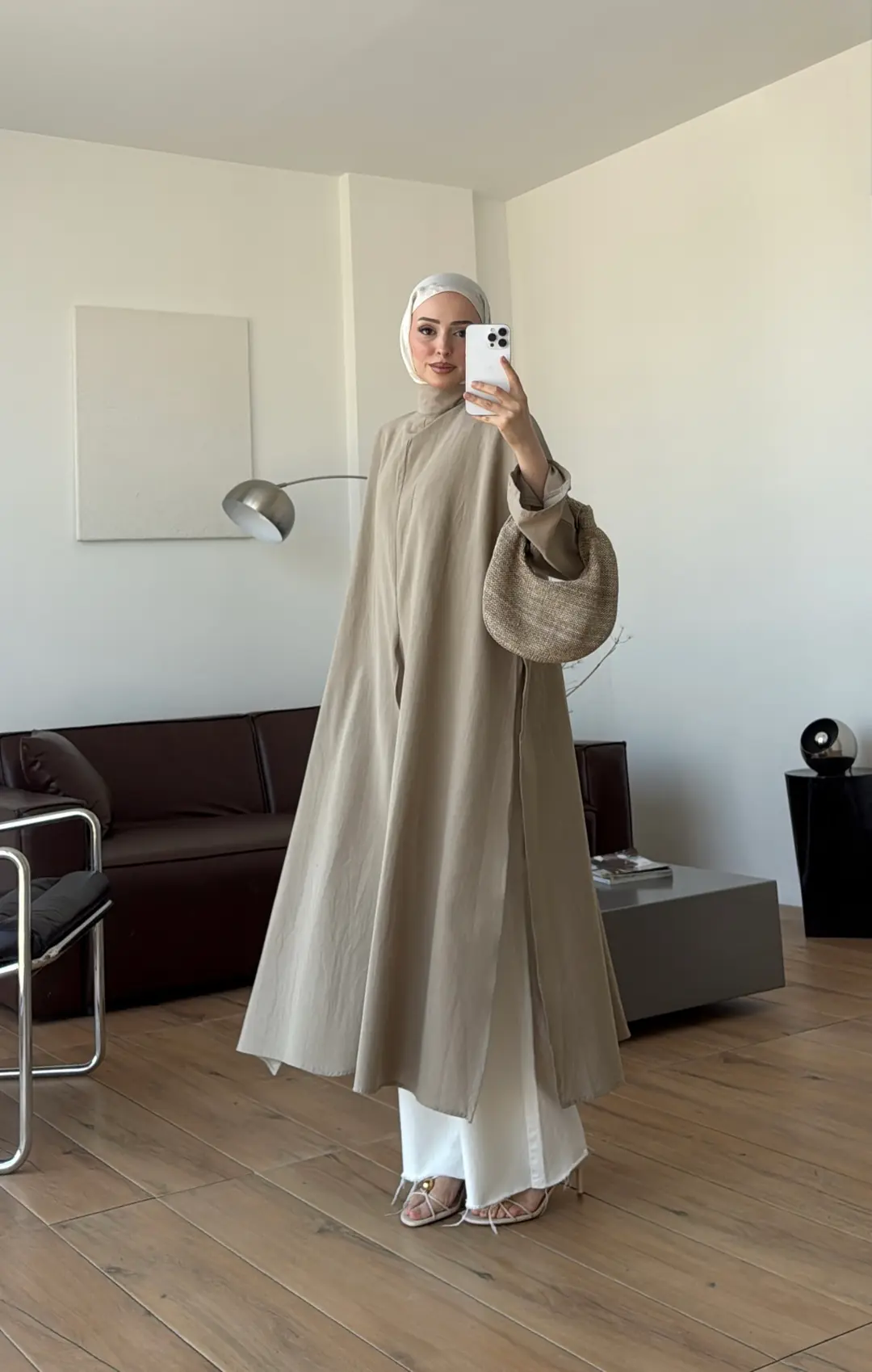 Sofia Yırtmaçlı Keten Tunik Haki