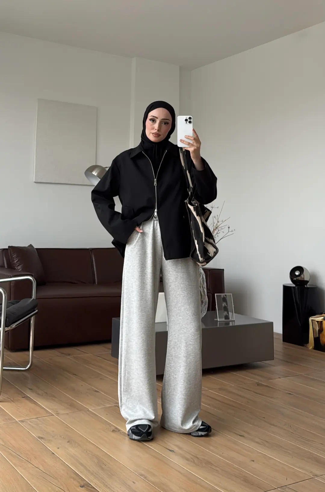 Çift Fermuarlı Ceket Siyah