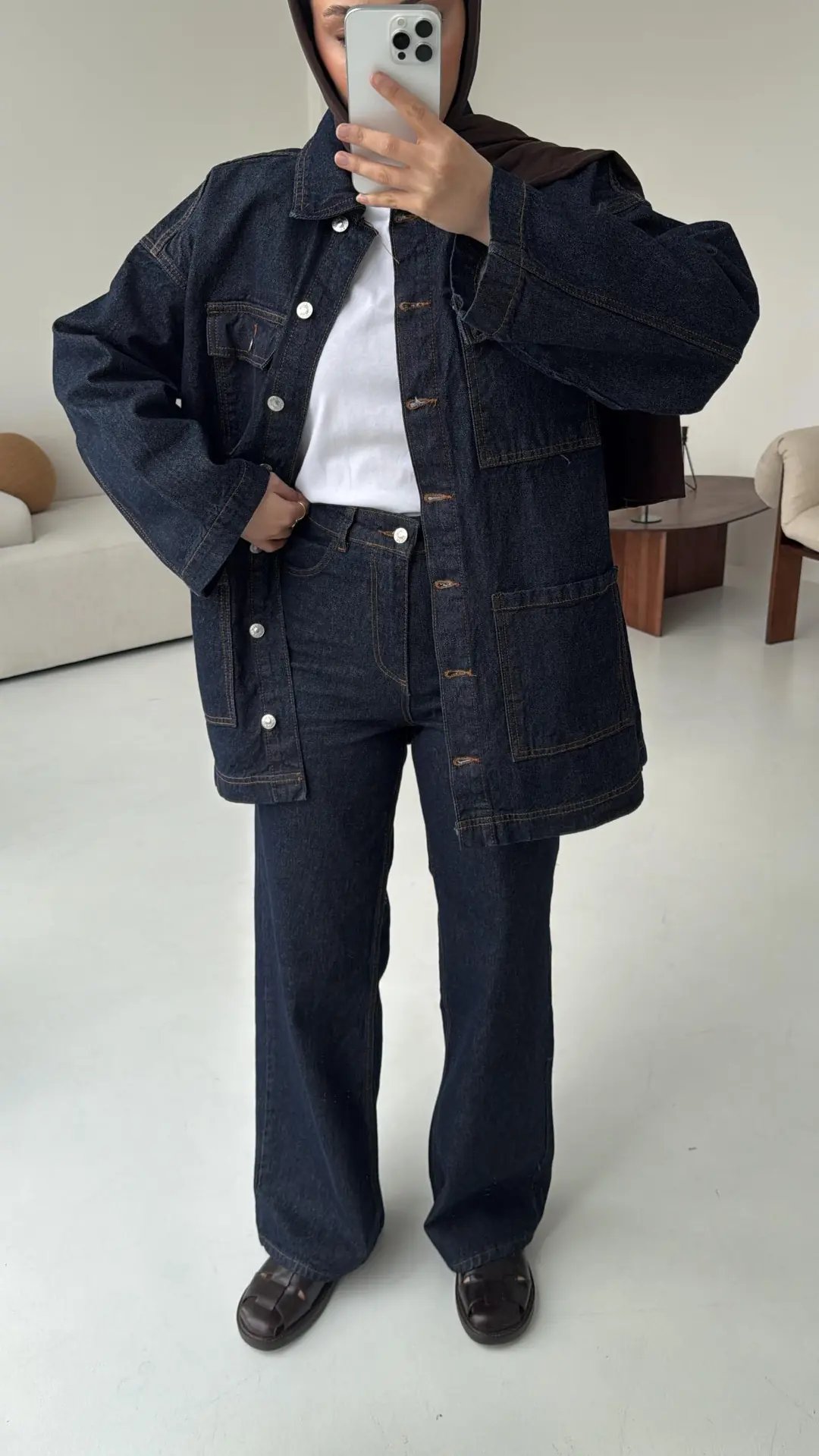 Seyyar Kemerli Denim Takım