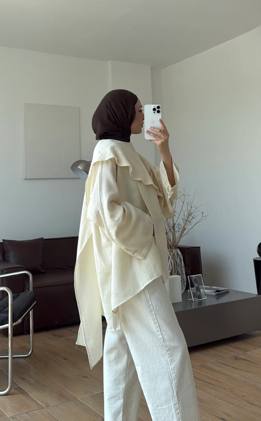 Şal Detaylı Müslin Bluz Krem