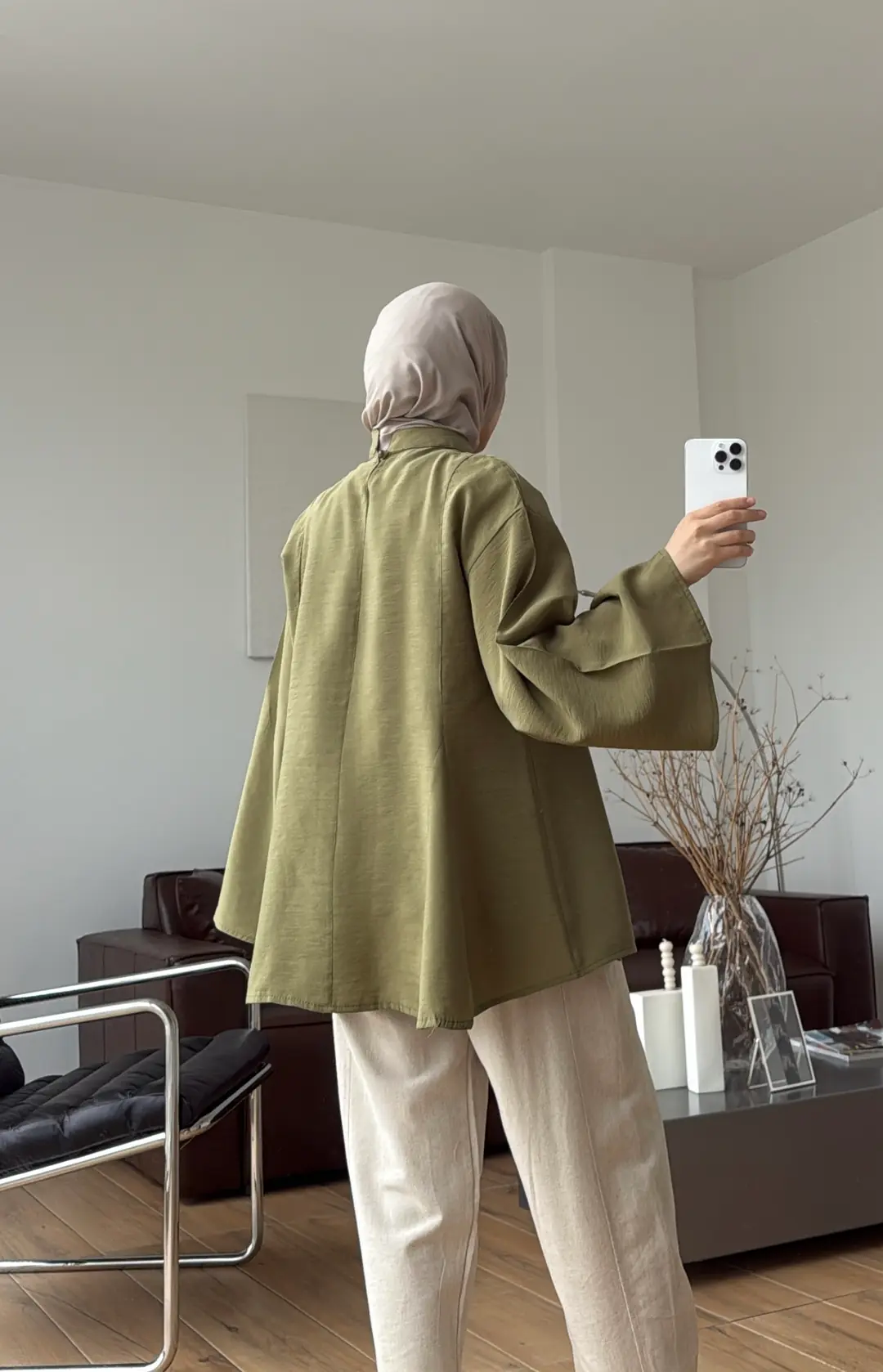 Volanlı Modal Gömlek Açık Yeşil