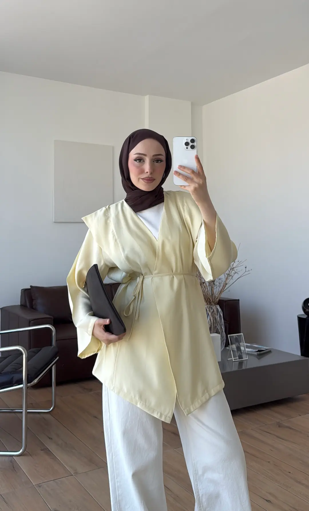 Omuz Detay Bağcıklı Tunik Sarı