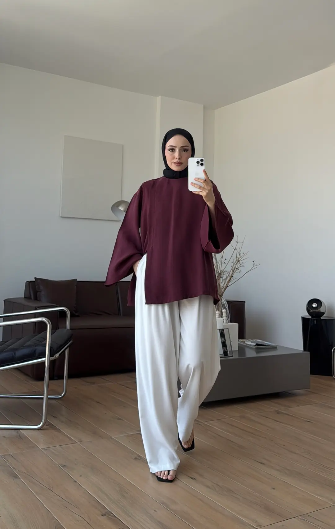 Blùm Yırtmaç Detay Bluz Bordo