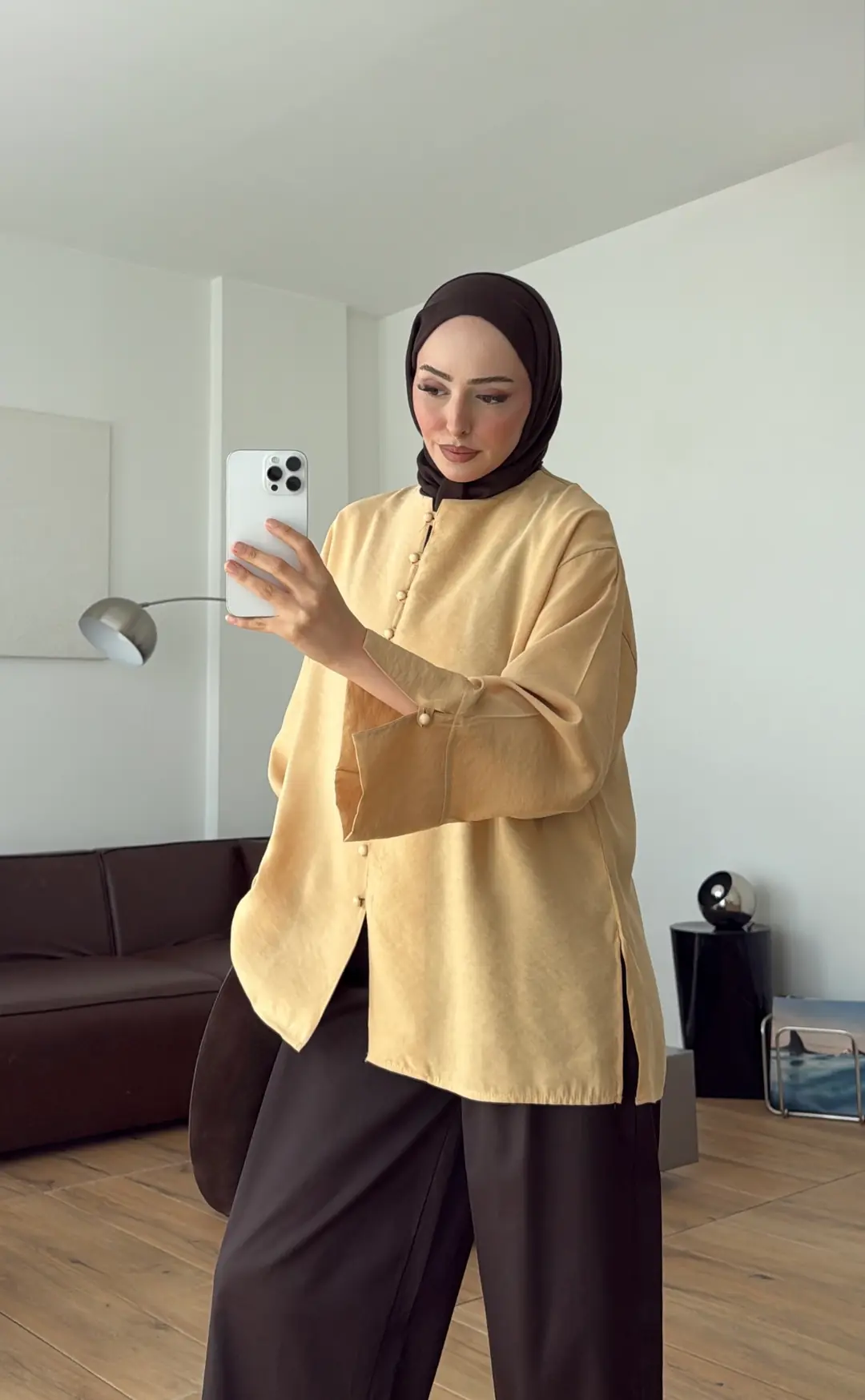 Top Düğmeli Modal Bluz Melon