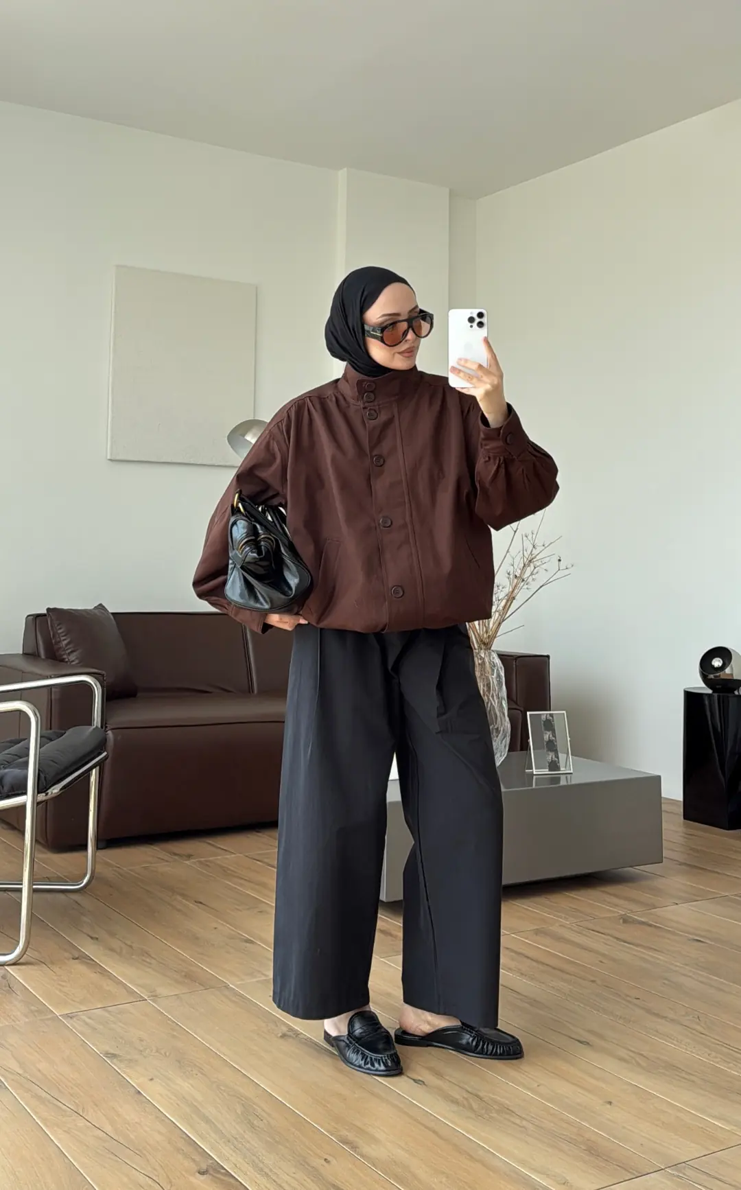 Gabardin Bomber Ceket Kahve