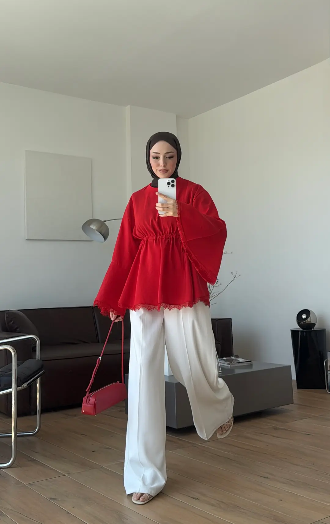 Lace Bel Detay Tunik Kırmızı