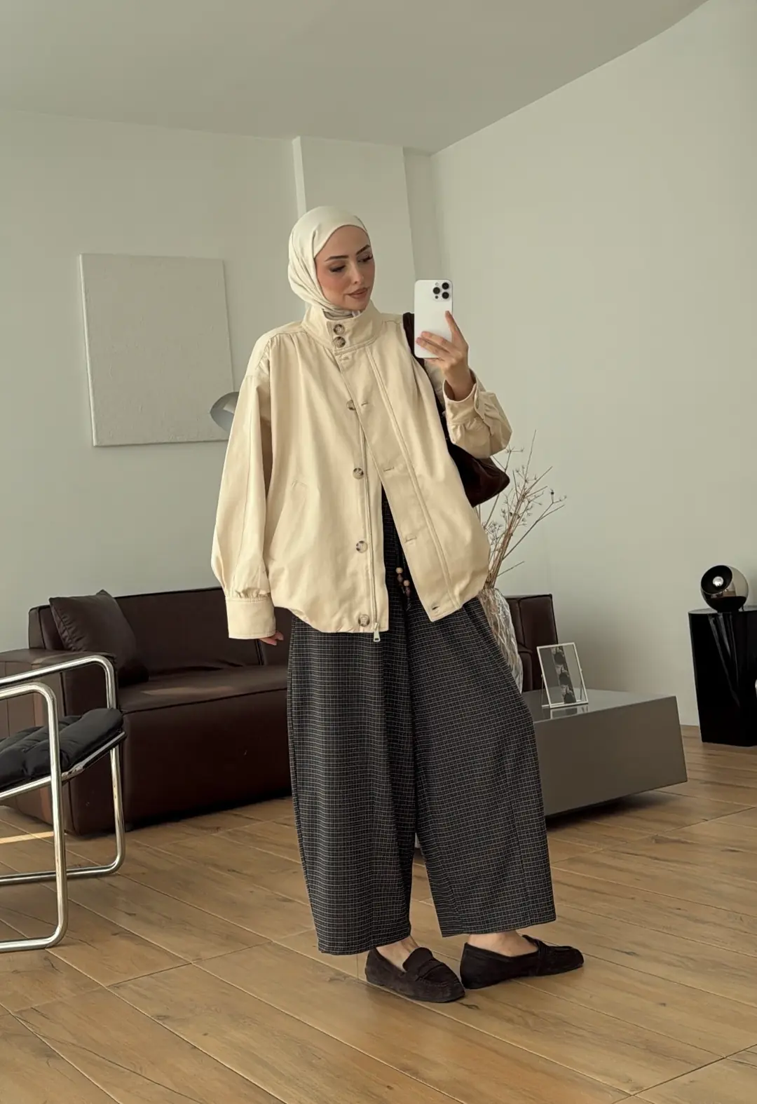 Gabardin Bomber Ceket Bej
