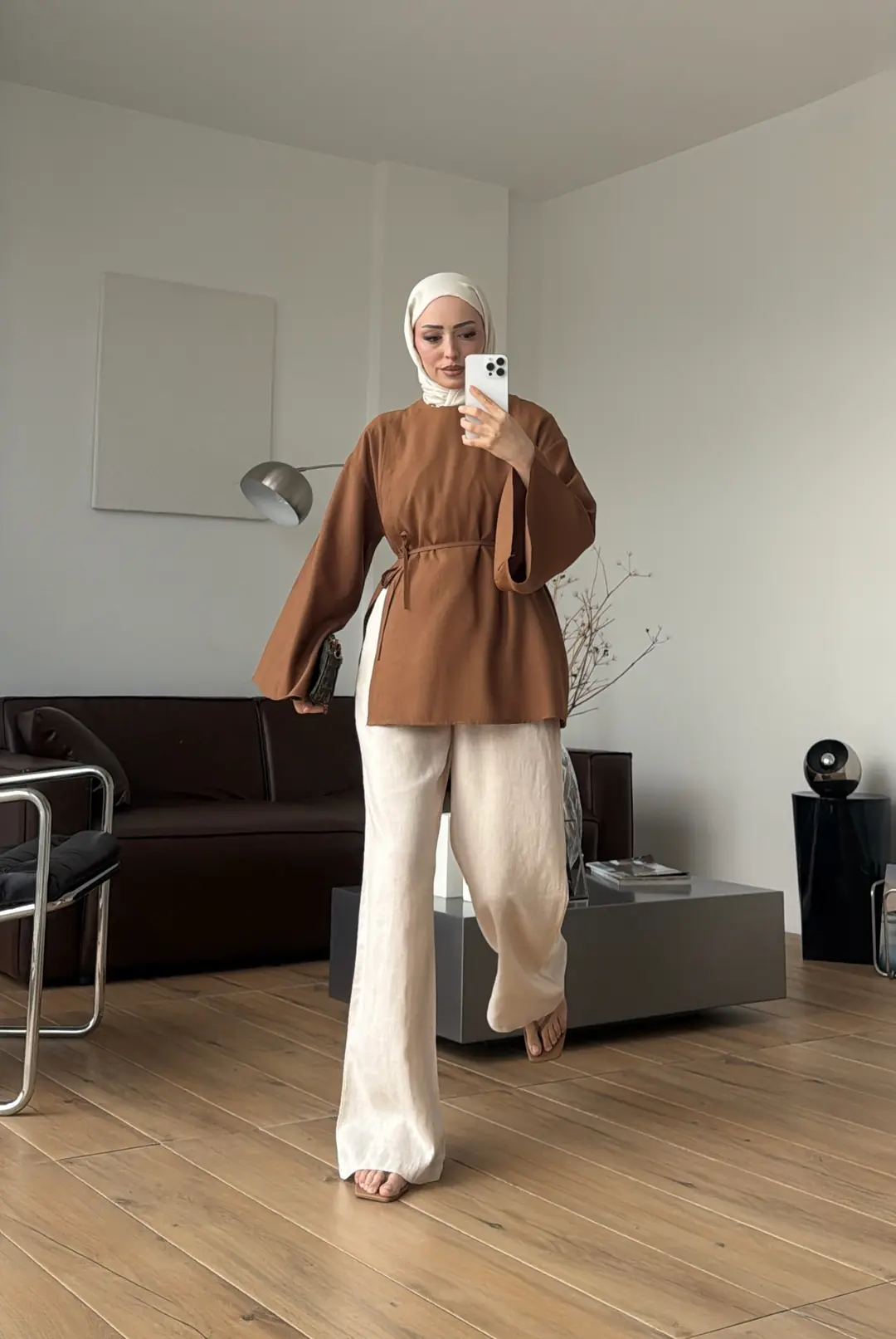 Kapaklı Bluz Açık Kahve