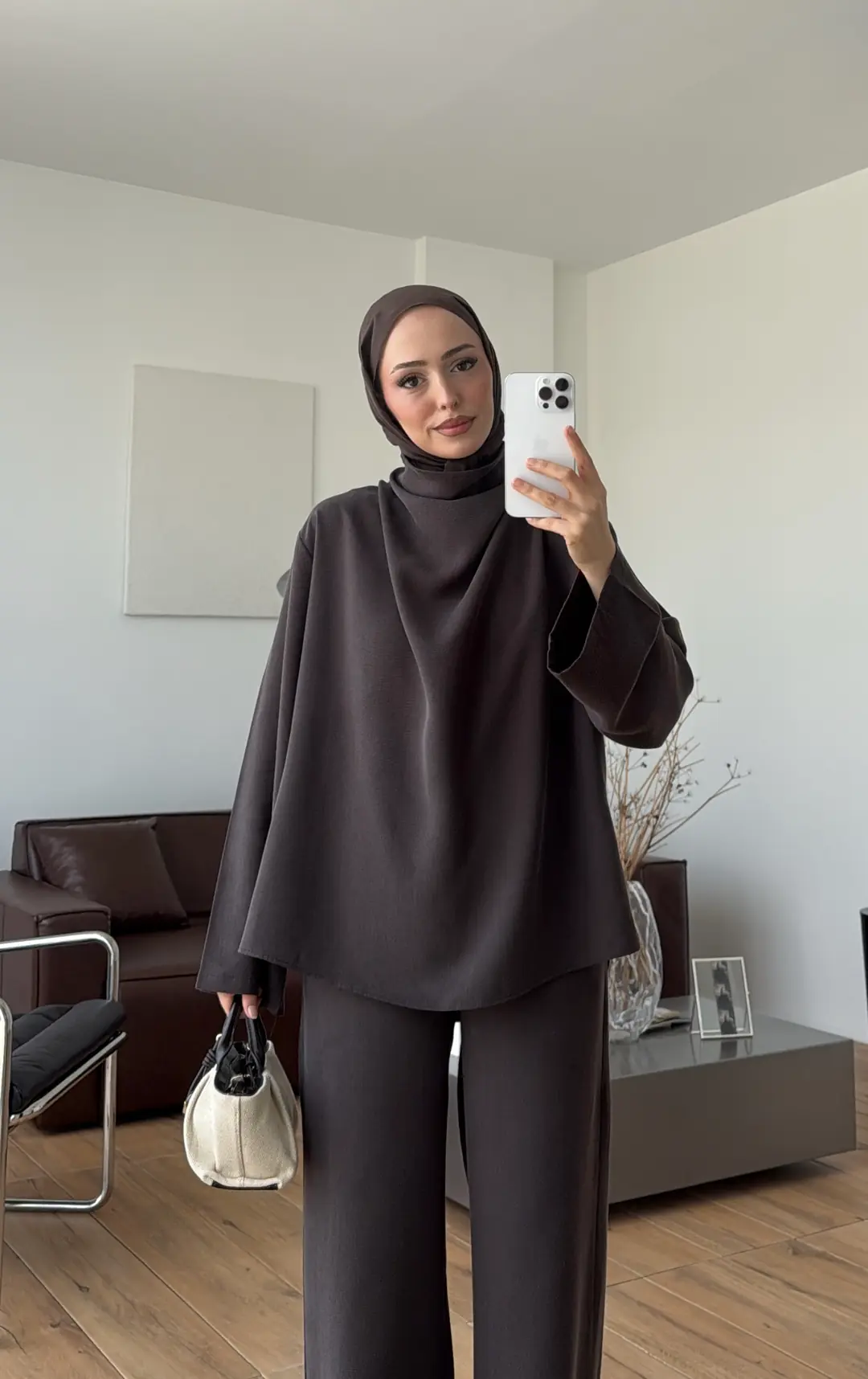 Degaje Yaka Takım Kahve