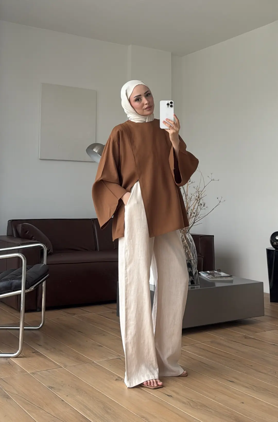 Kapaklı Bluz Açık Kahve