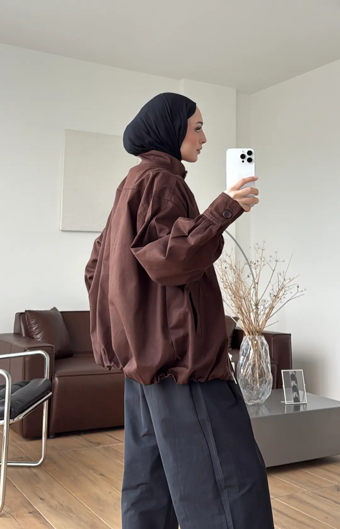 Gabardin Bomber Ceket Kahve