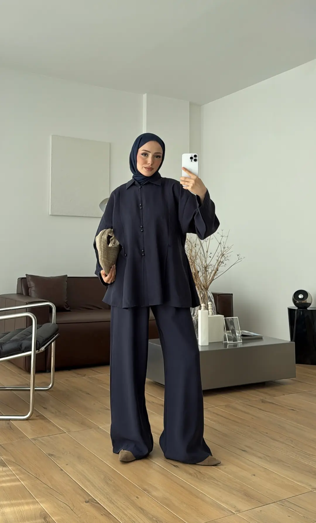 Top Düğmeli Tasarım Takım Lacivert