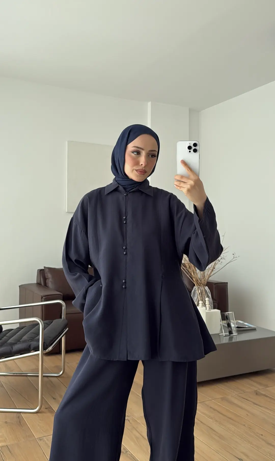 Top Düğmeli Tasarım Takım Lacivert