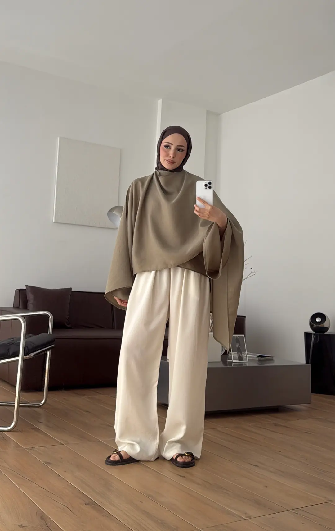 Şal Detay Bluz Olive
