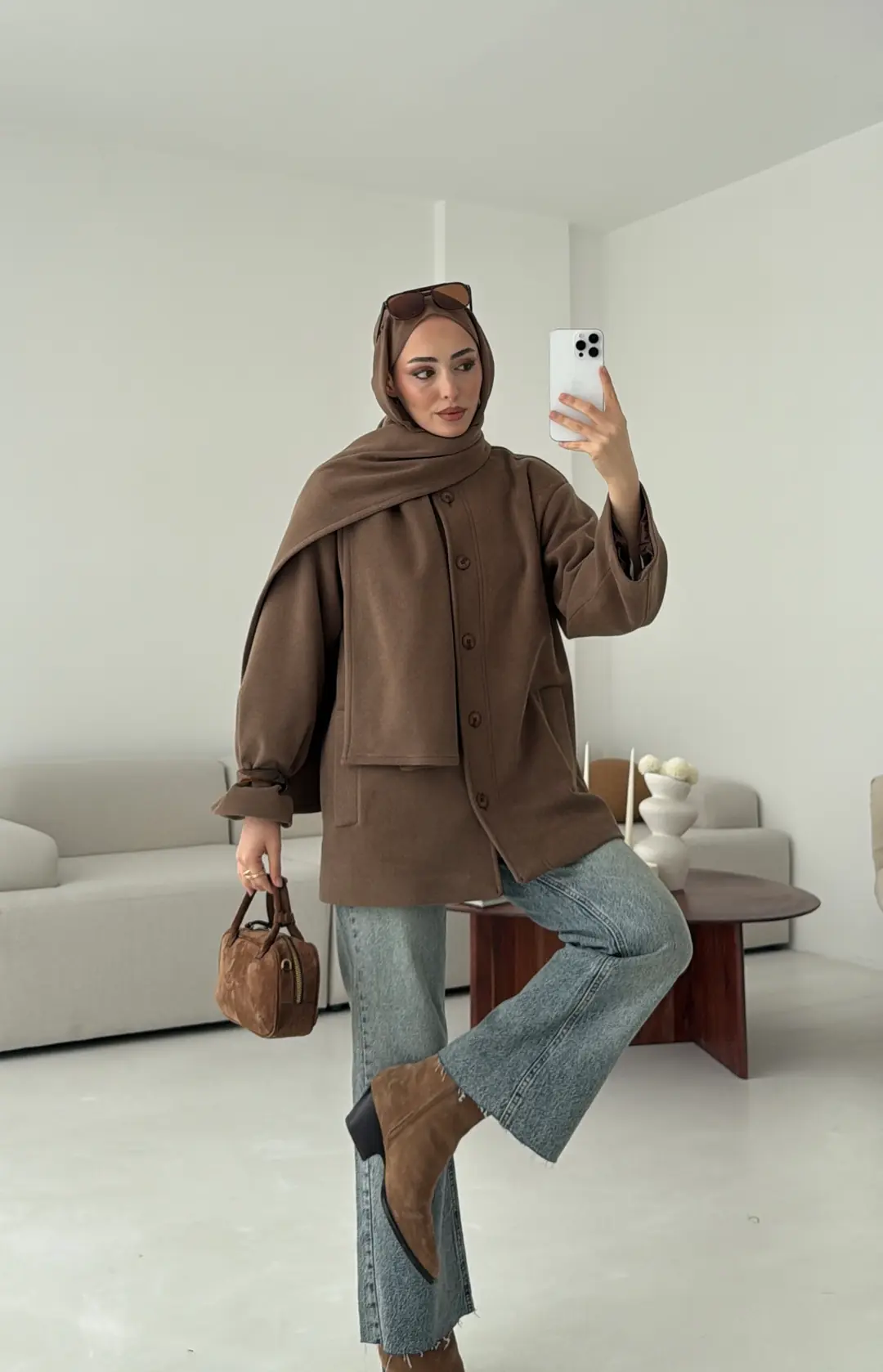 Hakim Yaka Atkılı Ceket/Kaban Camel