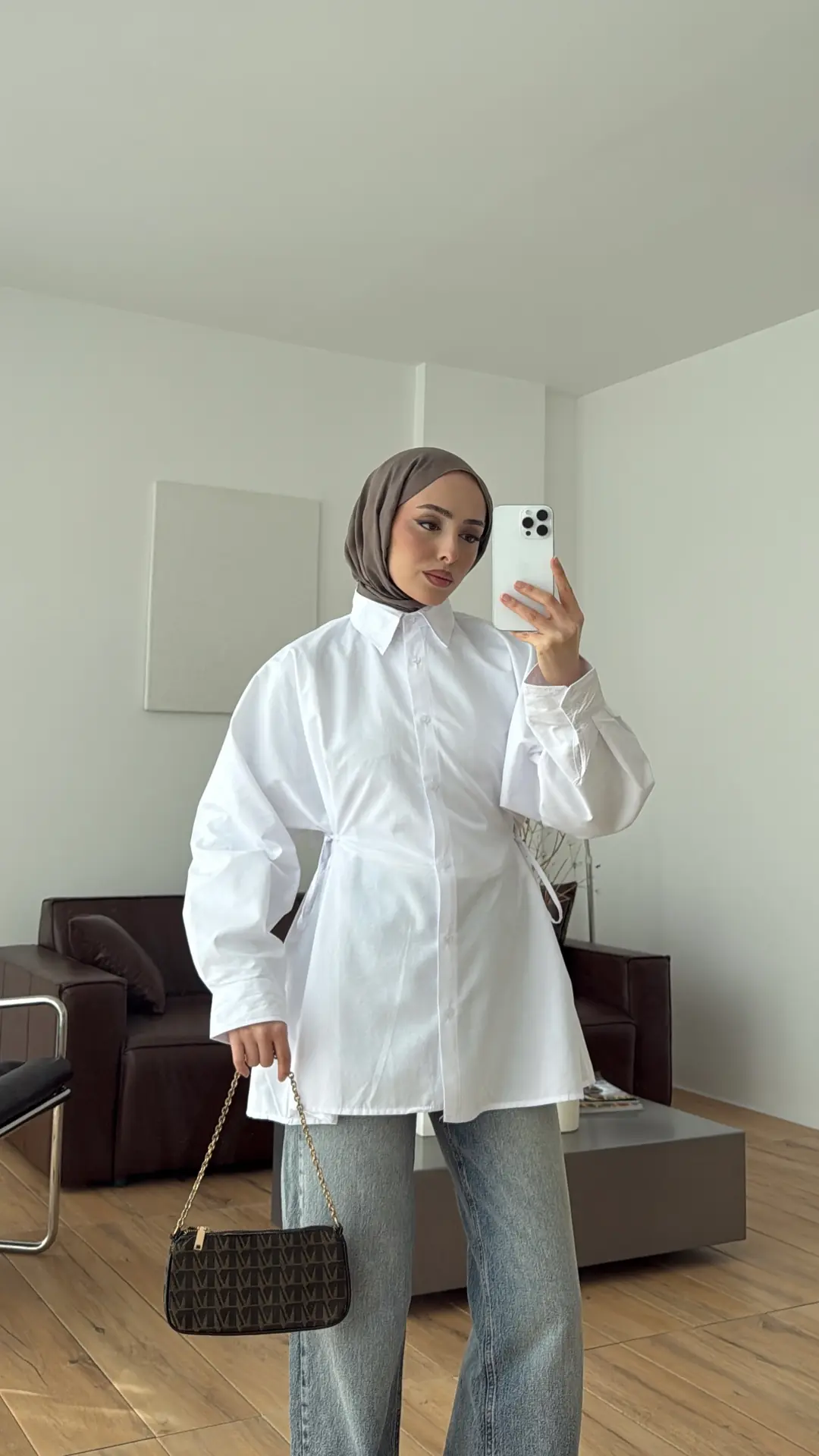 Yandan Bağlamalı Poplin Gömlek Beyaz