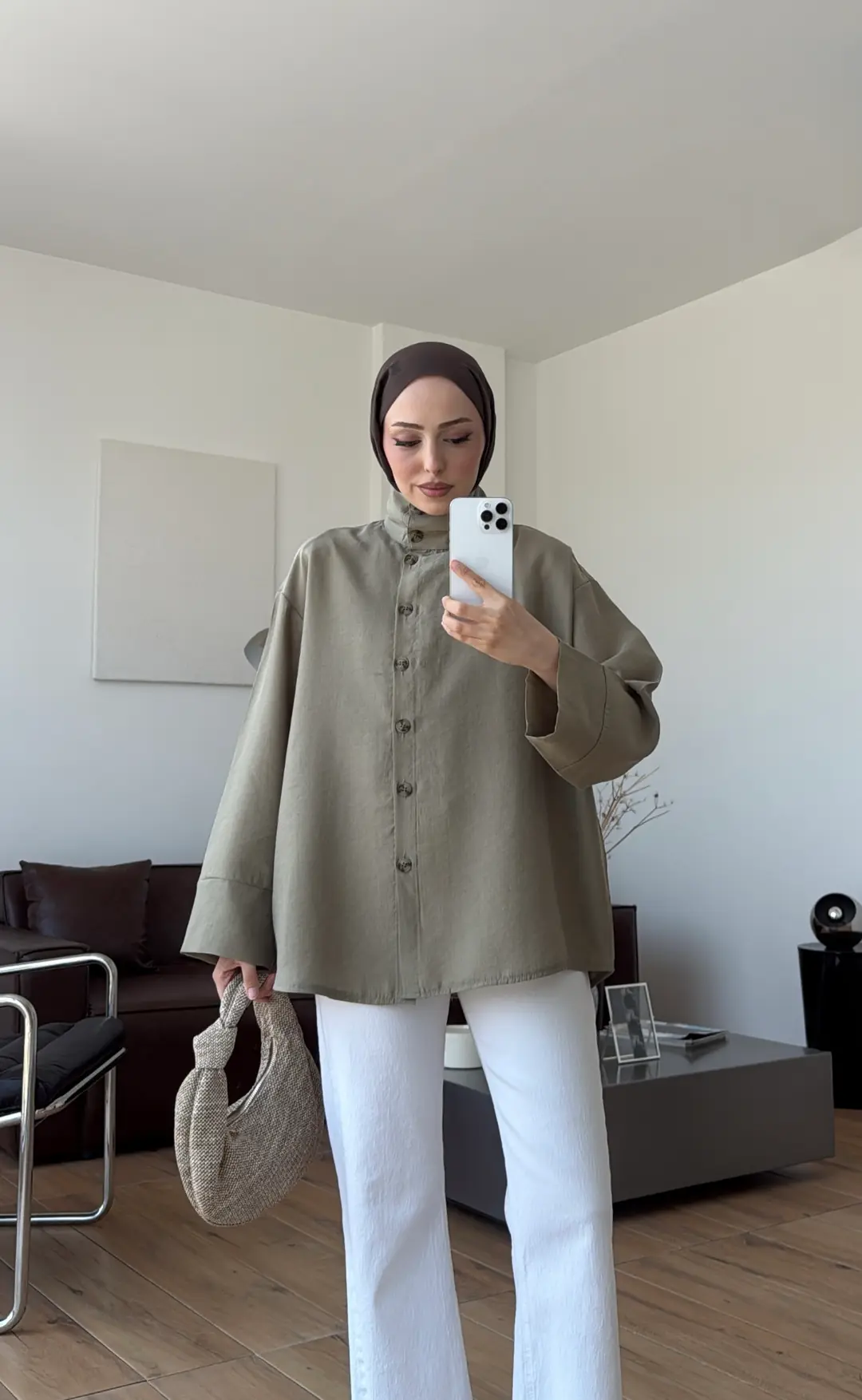 Dik Yaka Gömlek Olive