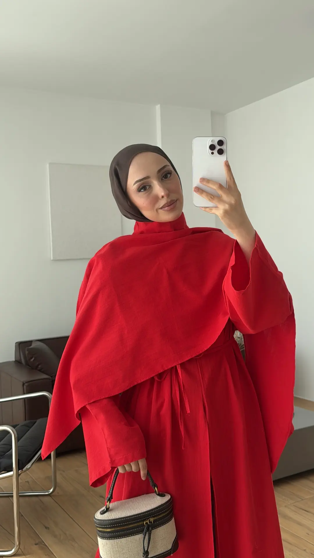Sofia Yırtmaçlı Keten Tunik Kırmızı
