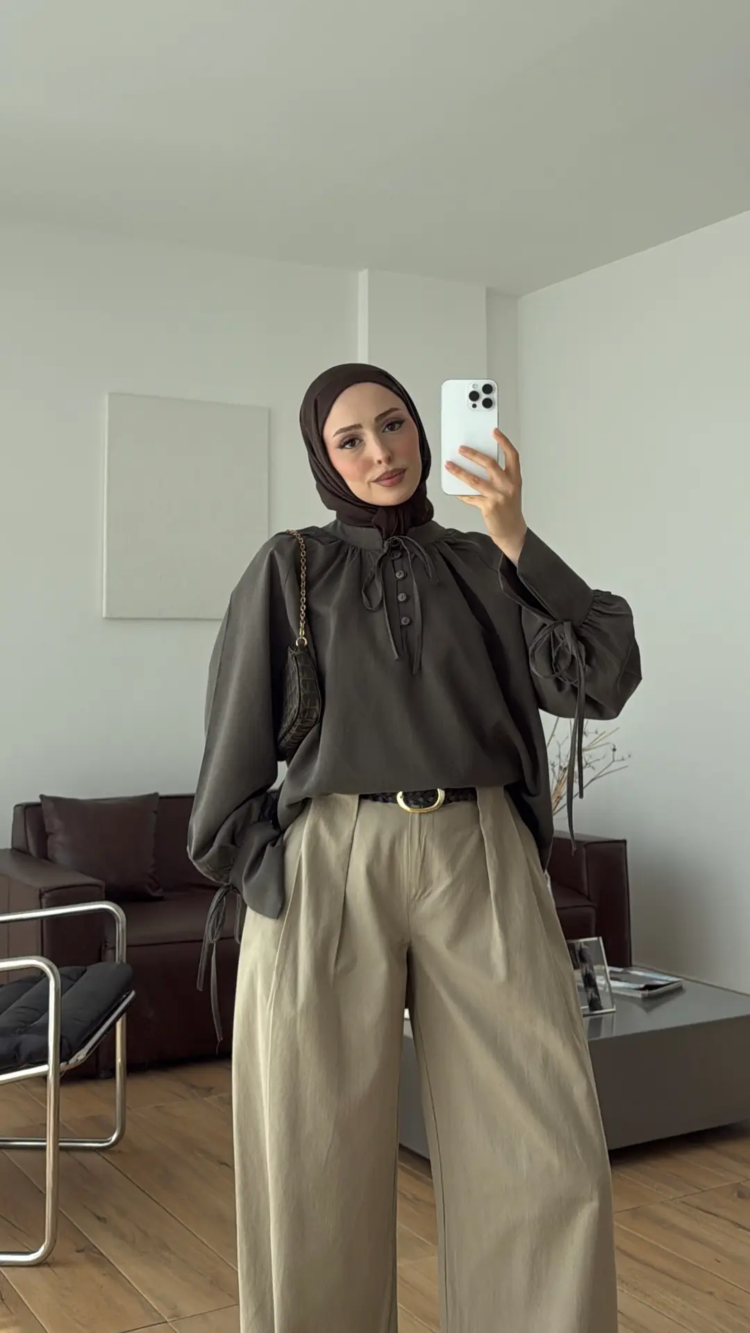 Bağcık Detay Bluz Haki