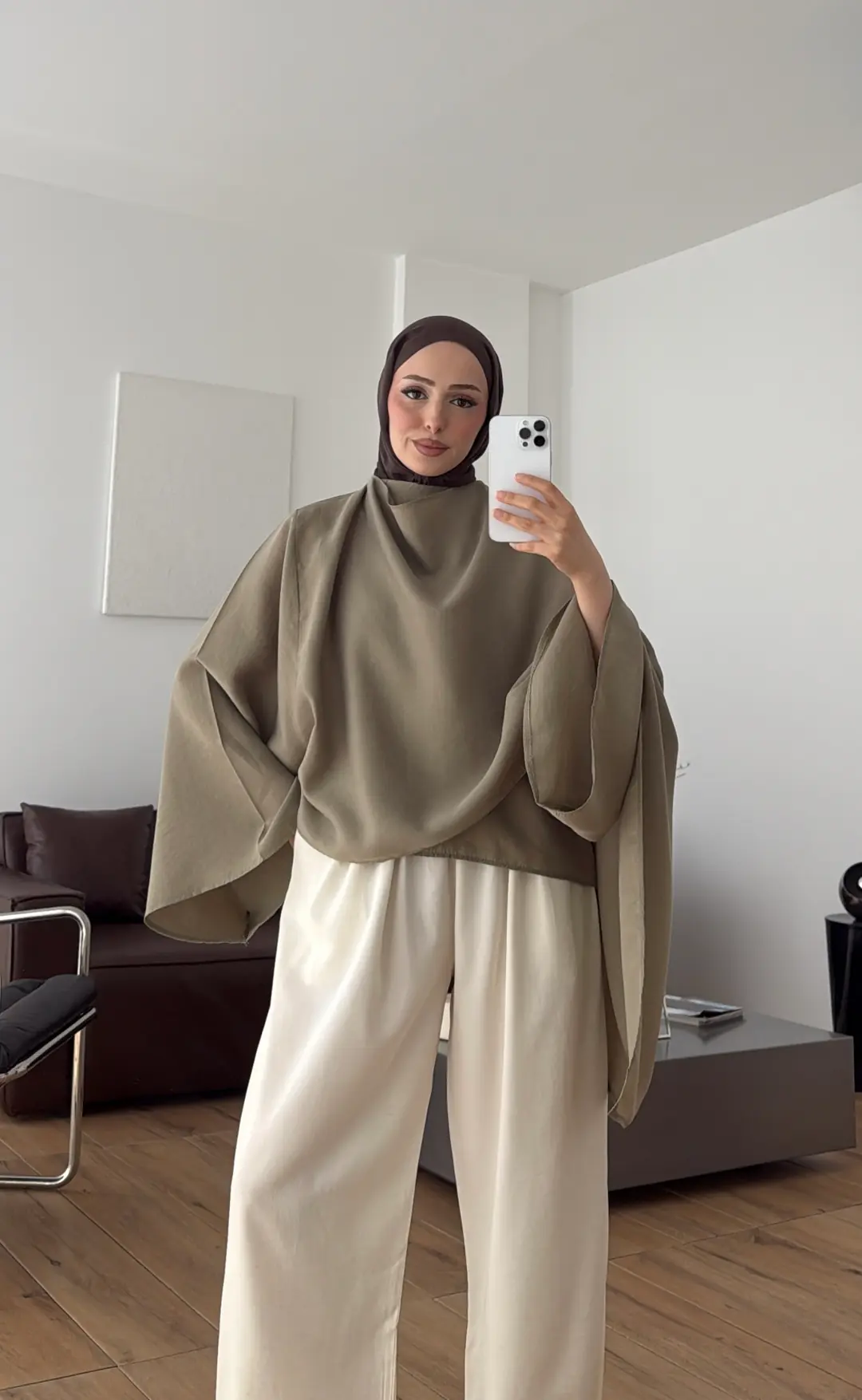 Şal Detay Bluz Olive