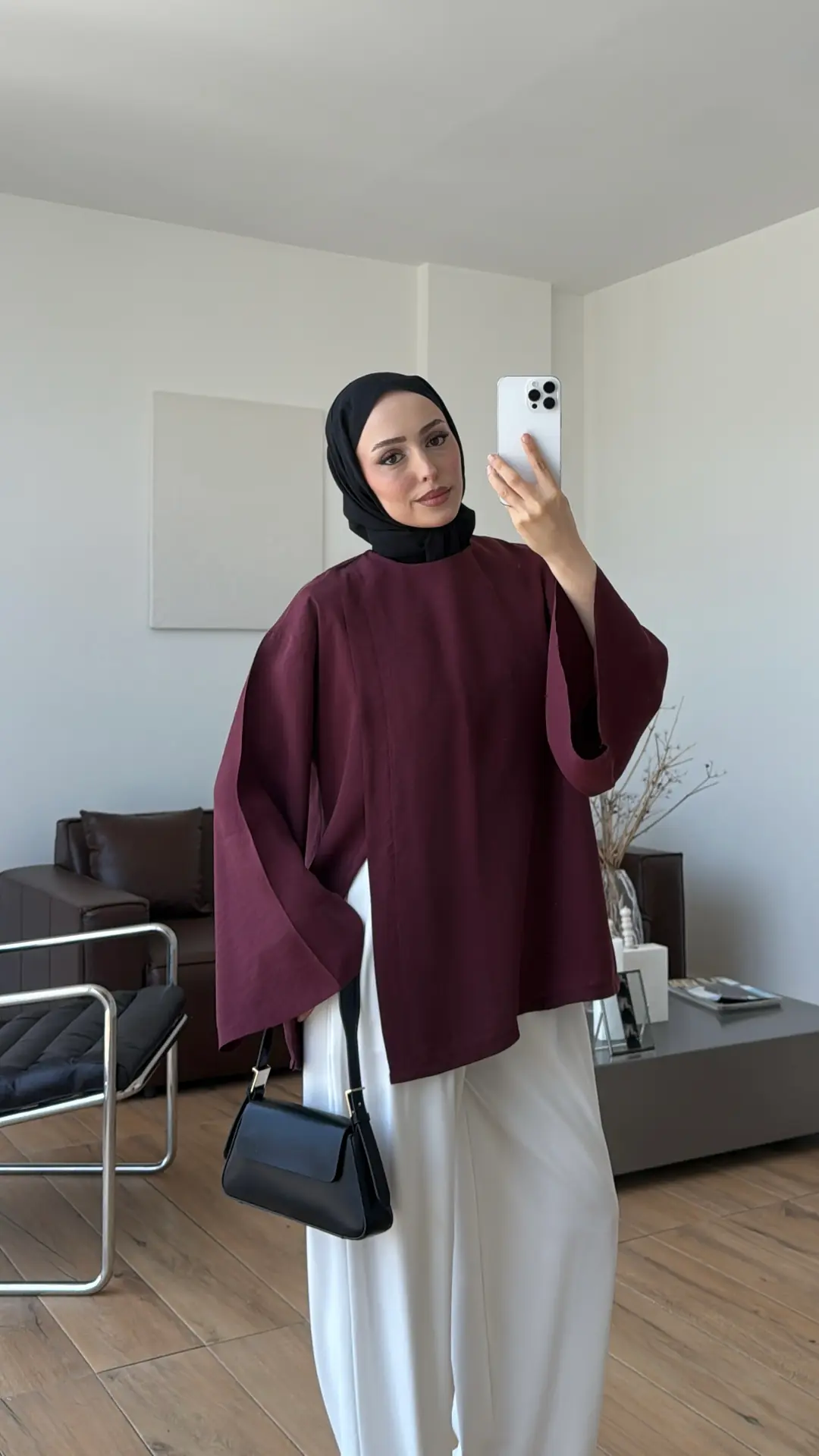 Blùm Yırtmaç Detay Bluz Bordo