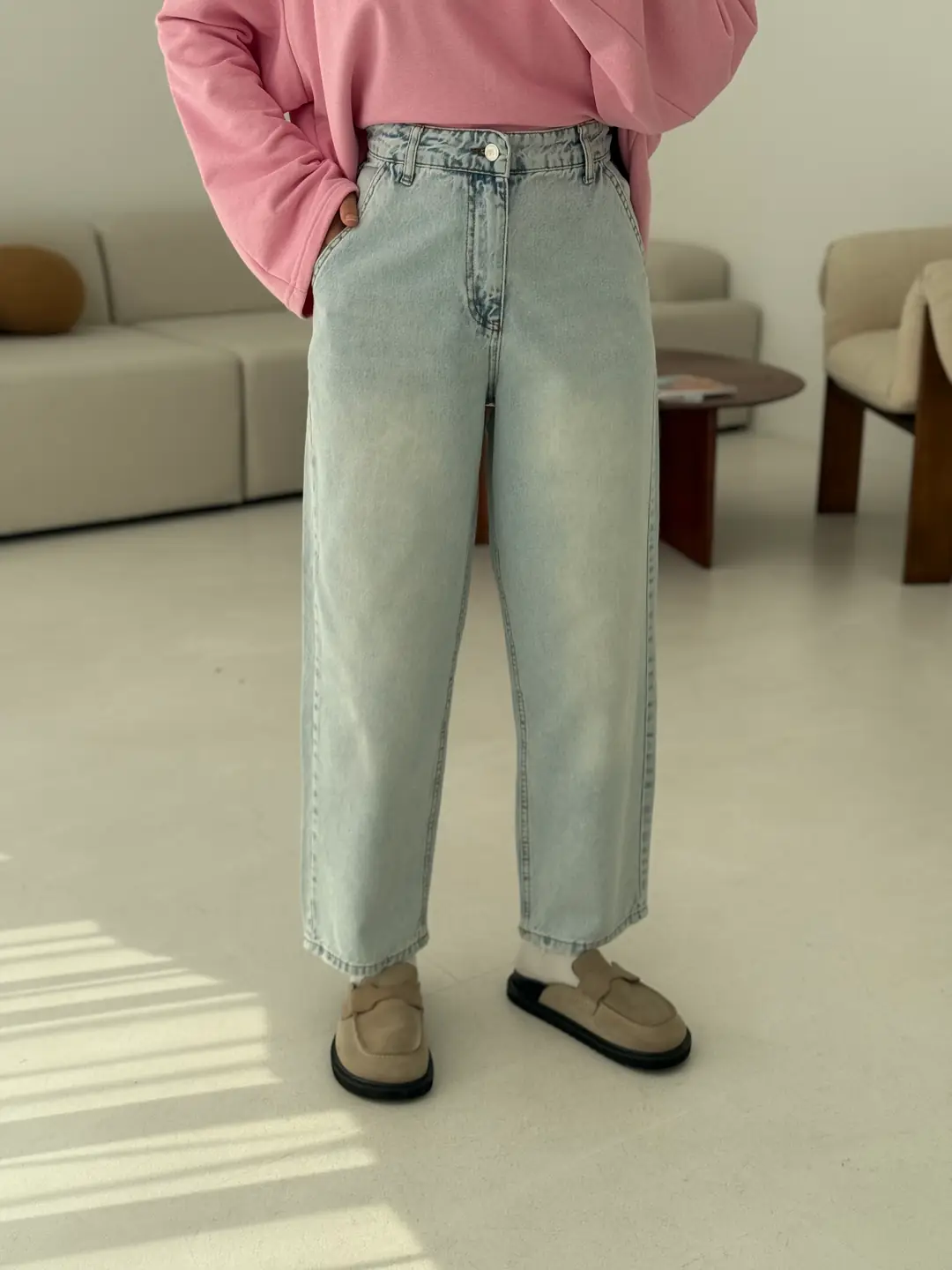 Acık Mavi Mom Jean