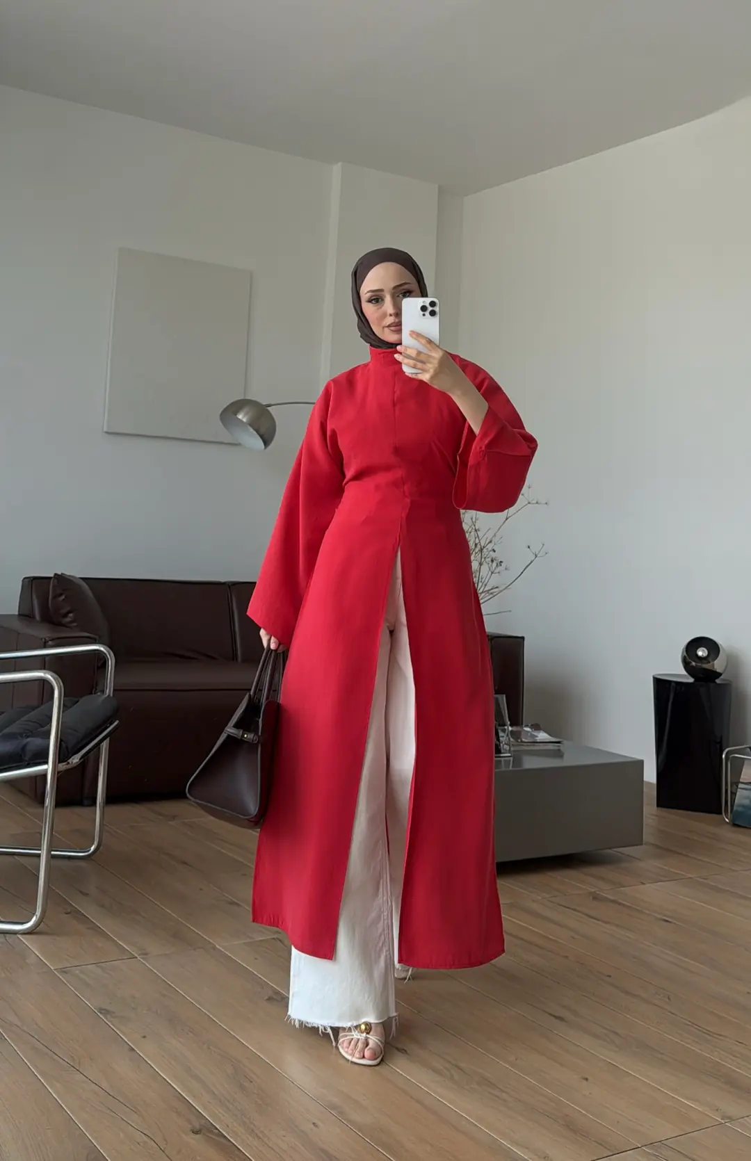 Yırtmaç Detaylı Tunik Kırmızı