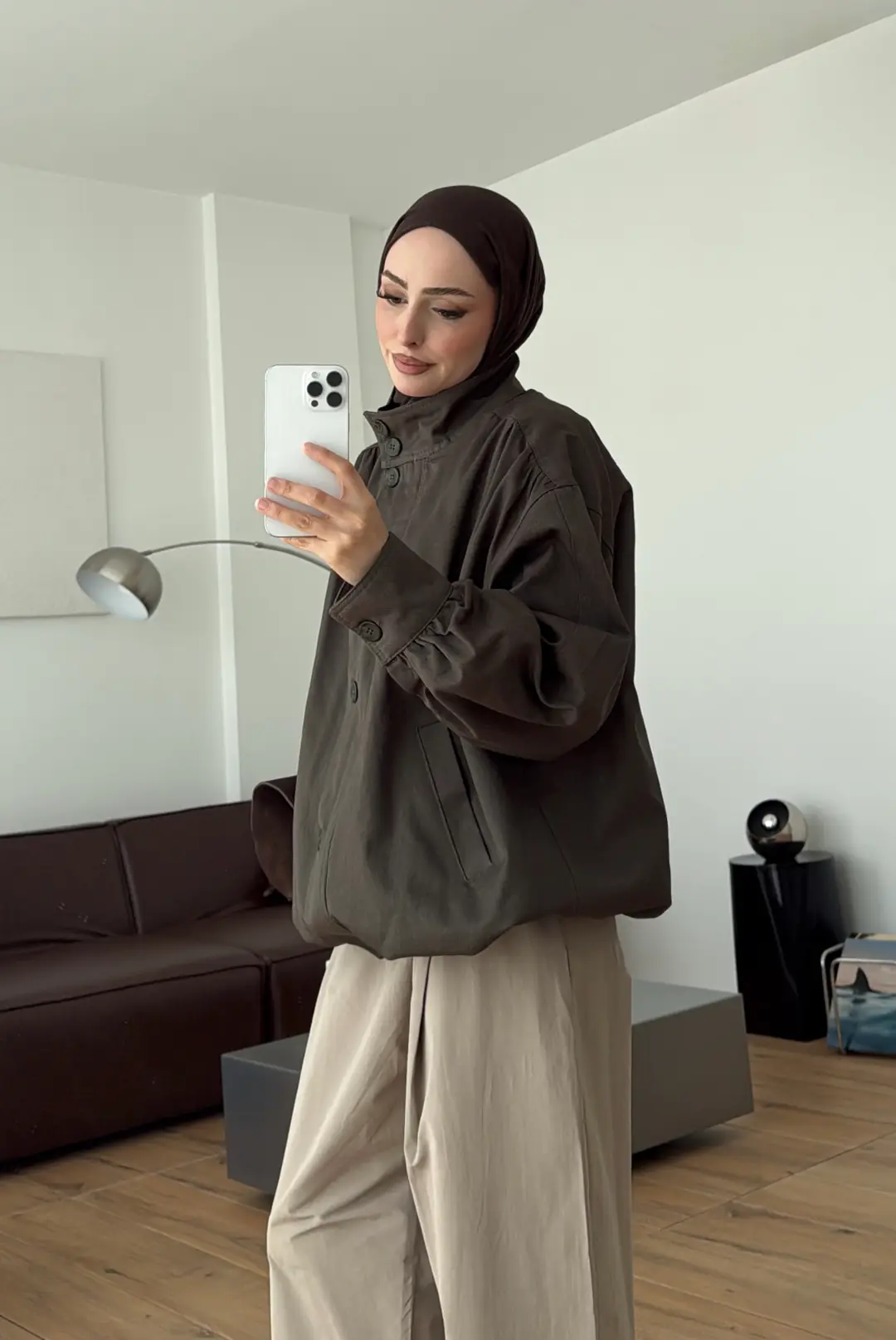 Gabardin Bomber Ceket Haki