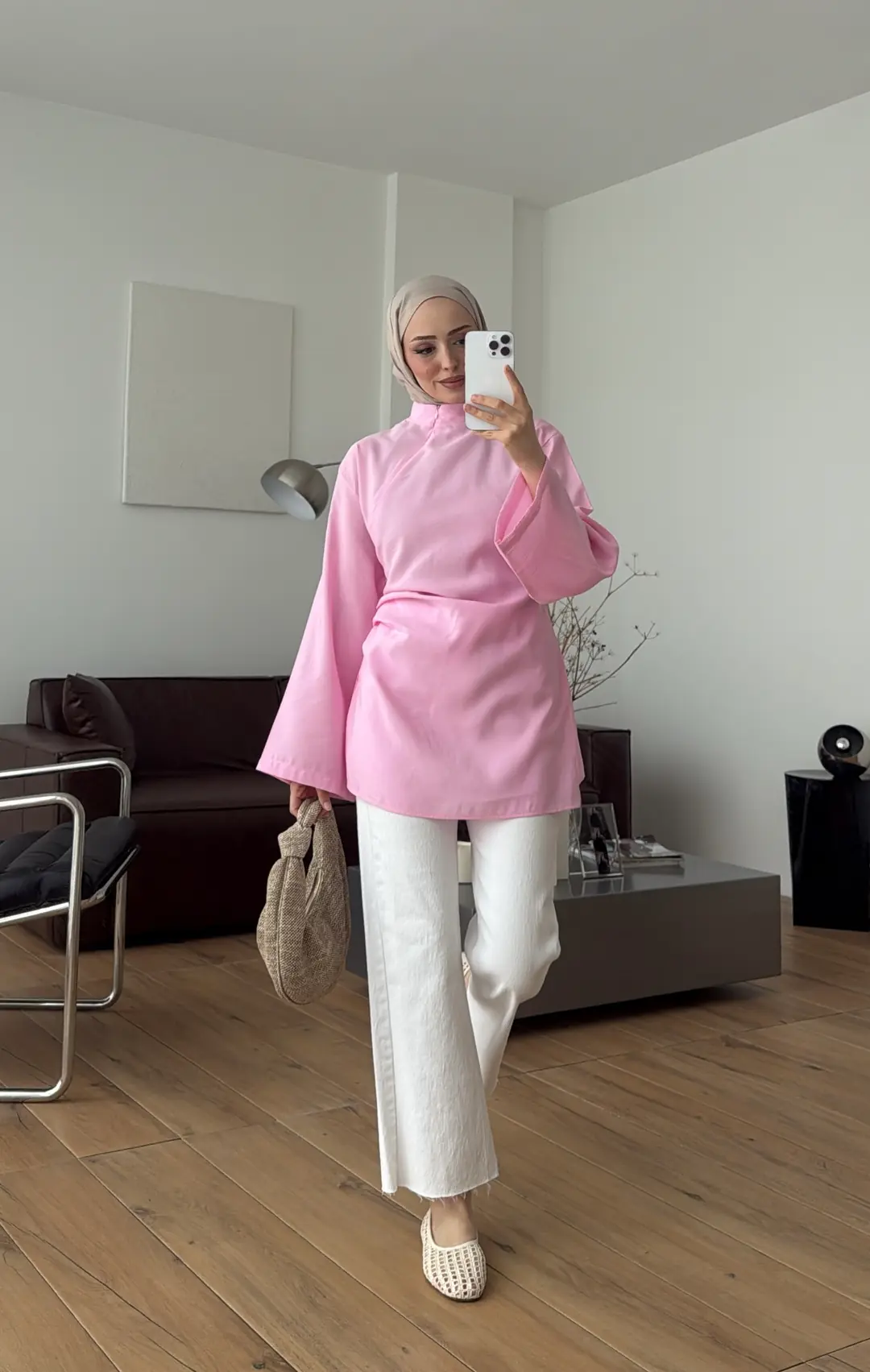 Modal Tasarım Bluz Pembe