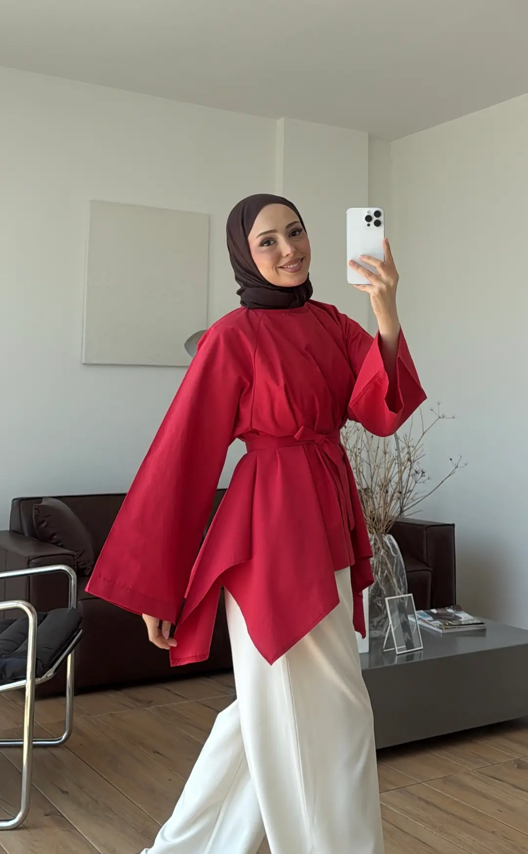Dalgalı Tunik Kırmızı