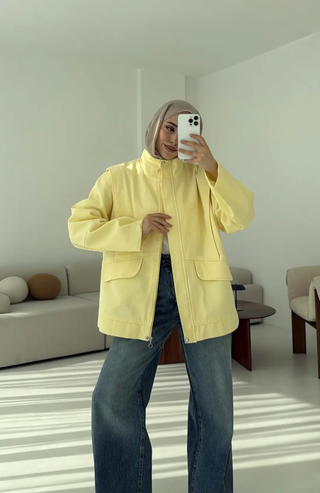 Premium Gabardin Tasarım Ceket  Sarı