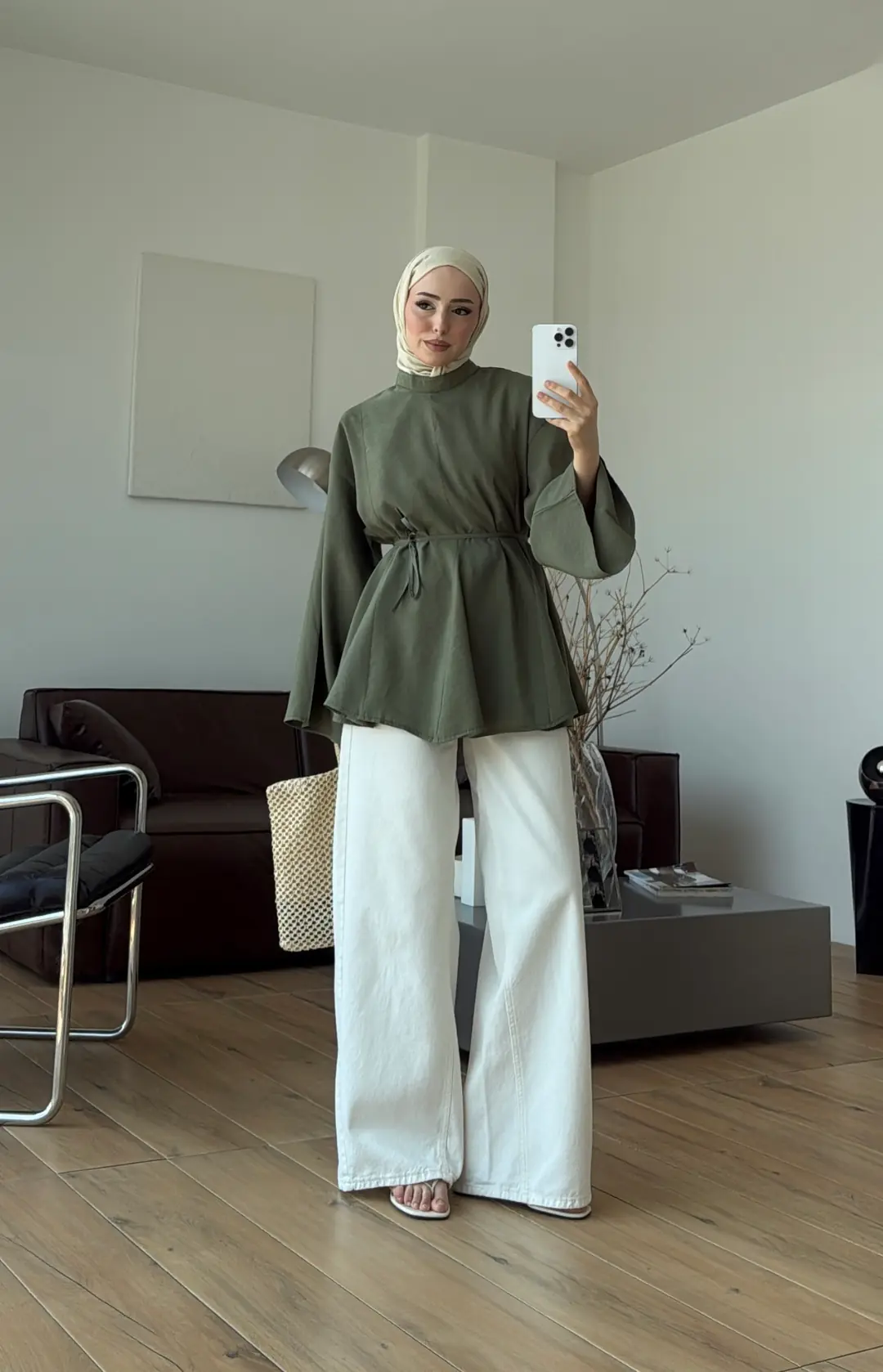 Volanlı Modal Gömlek Haki