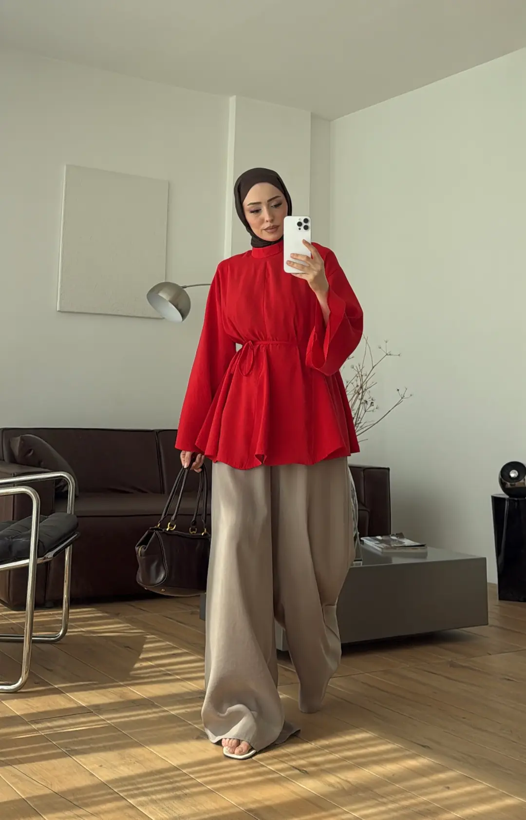 Volanlı Modal Gömlek Kırmızı