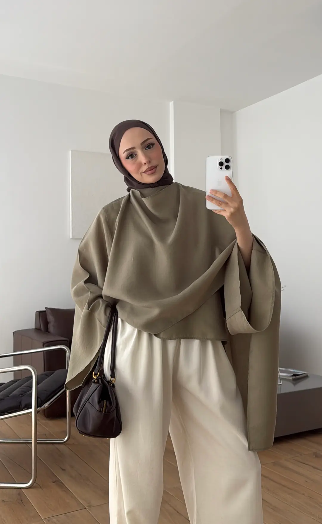 Şal Detay Bluz Olive