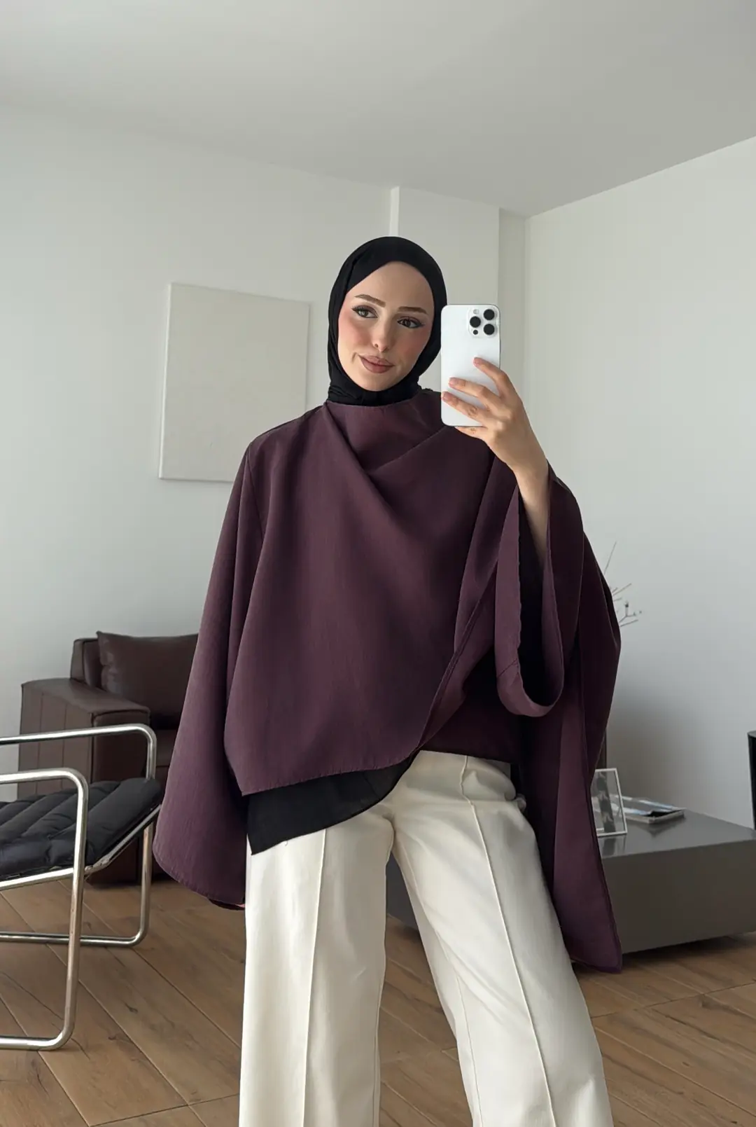 Şal Detay Bluz Mürdüm