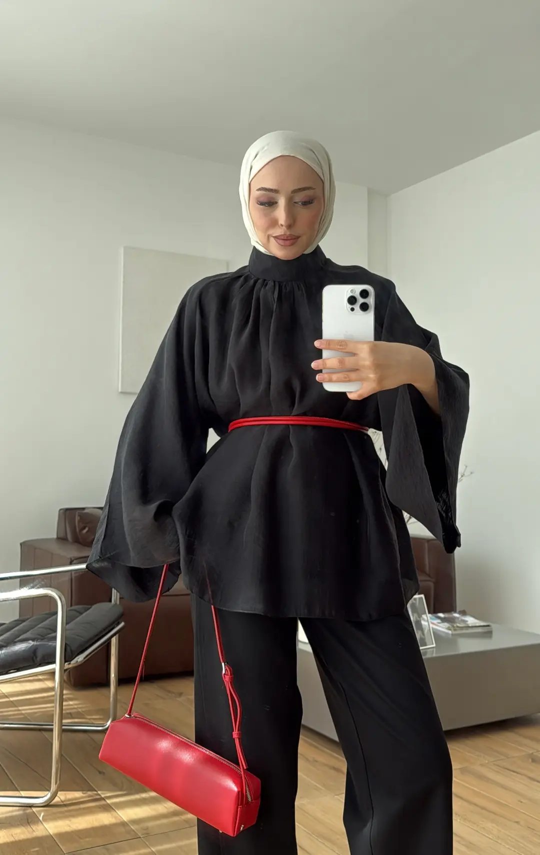 Arya Geniş Kol Bluz Siyah
