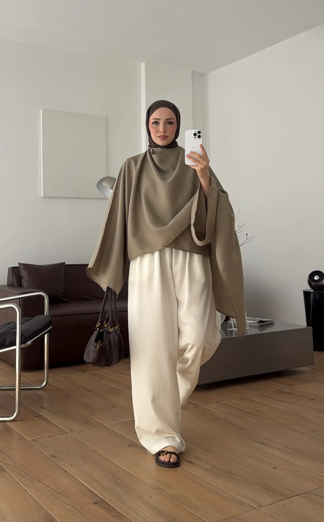 Şal Detay Bluz Olive