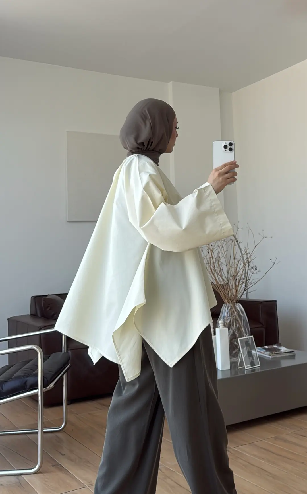 Dalgalı Tunik Ekru