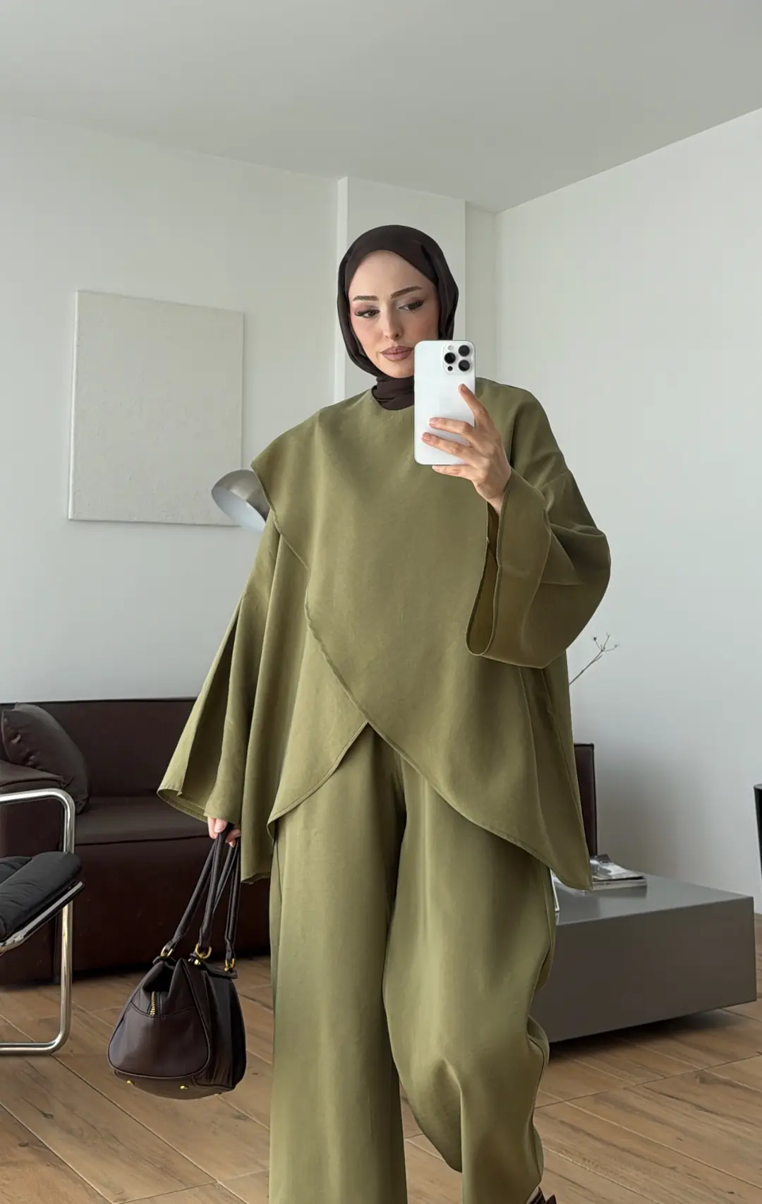 Parçalı Bluzlu Takım Haki
