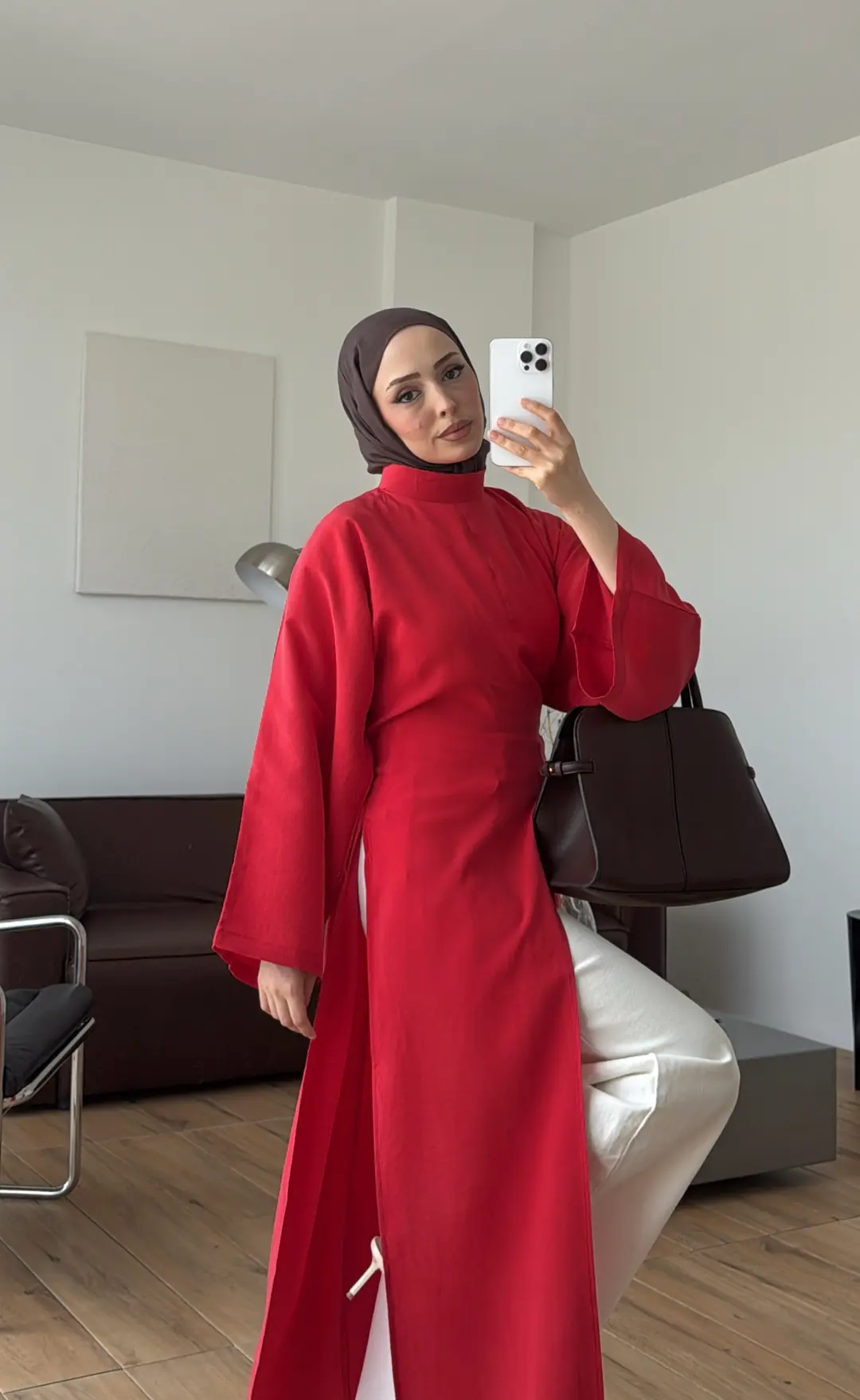 Yırtmaç Detaylı Tunik Kırmızı