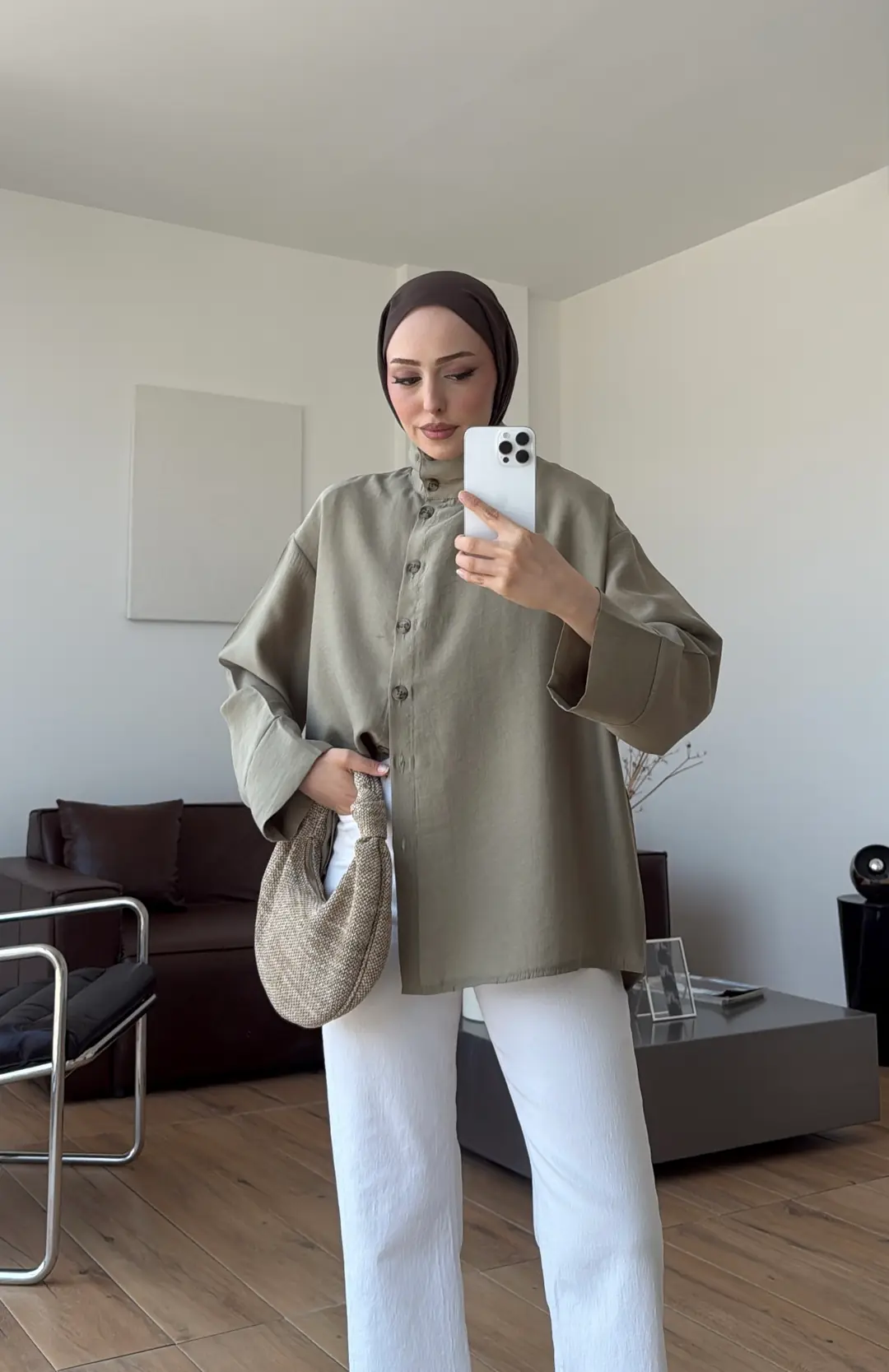 Dik Yaka Gömlek Olive
