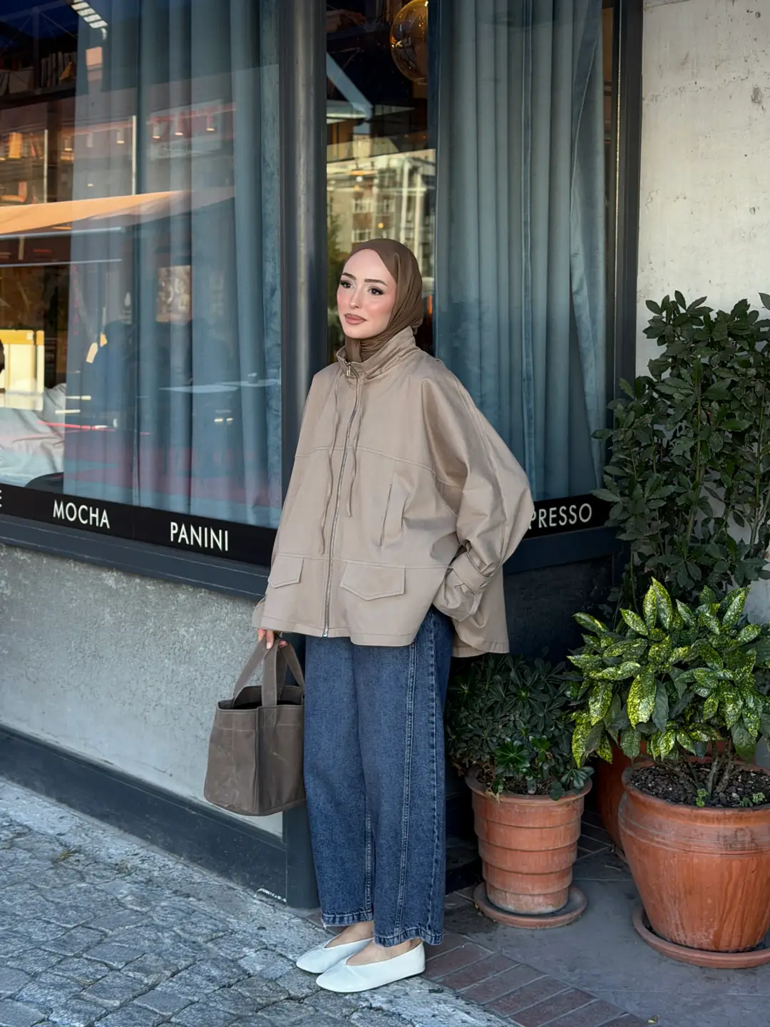 Lara Kuşak Detay Oversize Ceket Vizon