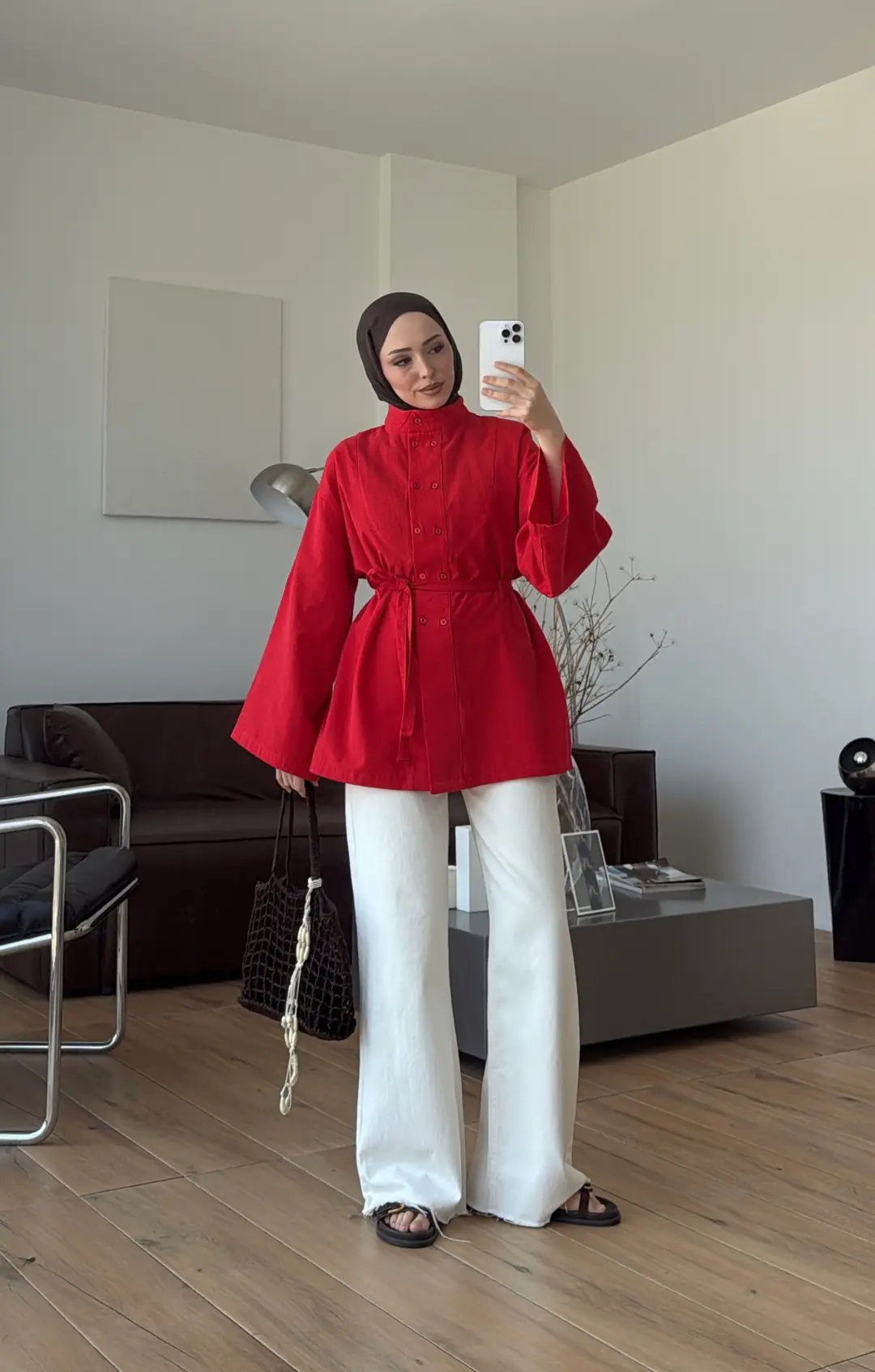 Kemerli Hakim Yaka Gömlek Kırmızı