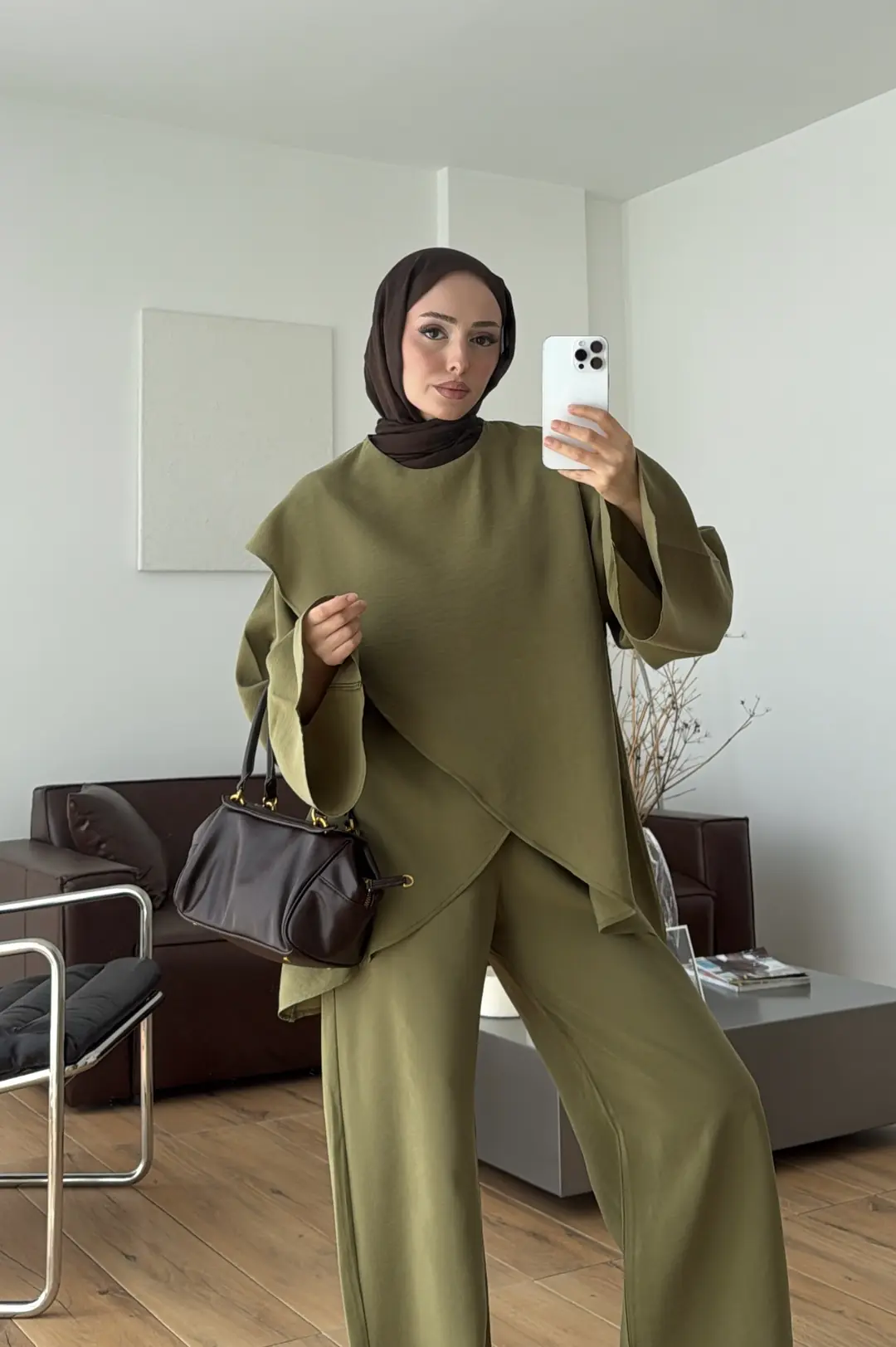 Parçalı Bluzlu Takım Haki