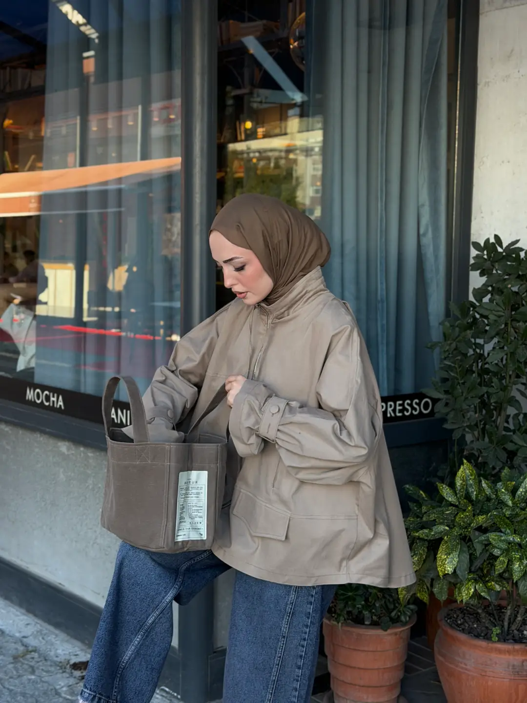 Lara Kuşak Detay Oversize Ceket Vizon