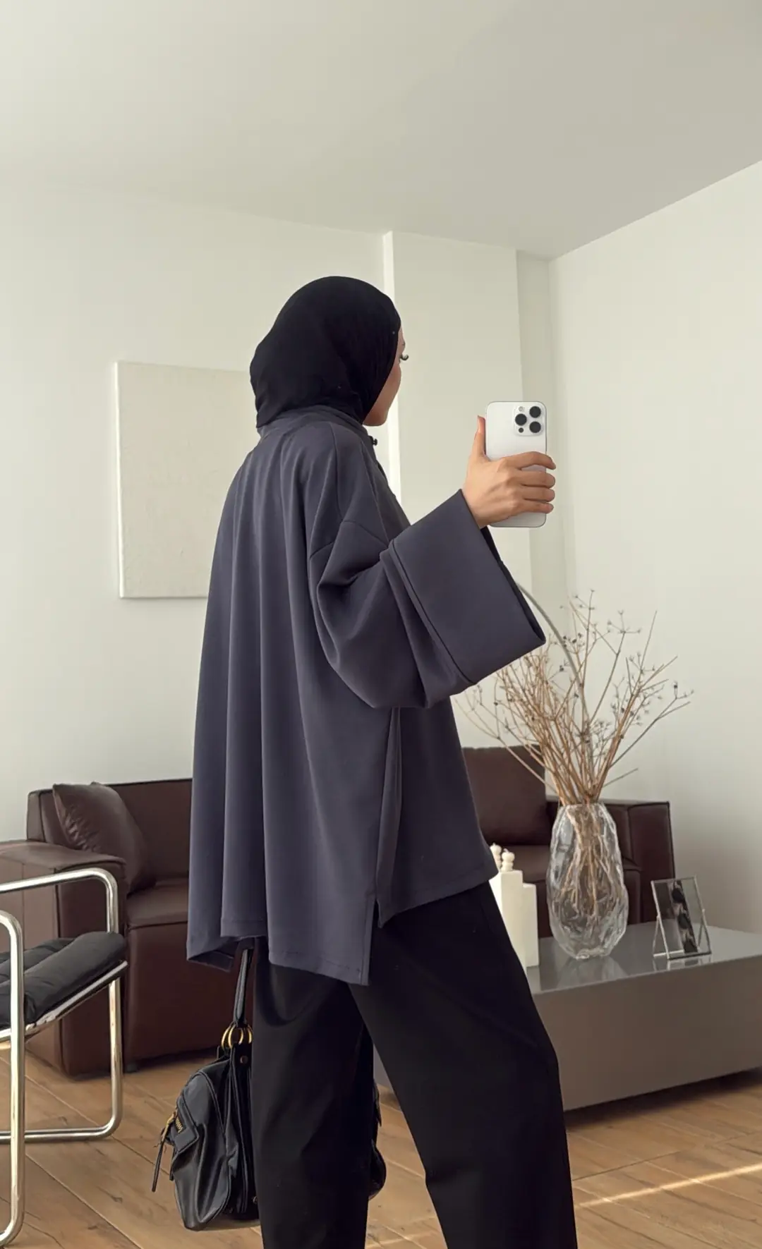 Tok Kumaş Oversize Mevsimlik Ceket Antrasit