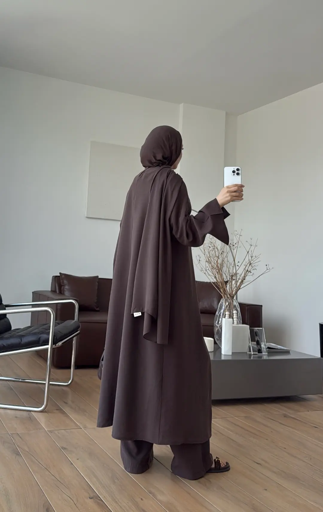 Uzun Çapraz Tunikli Takım Kahve