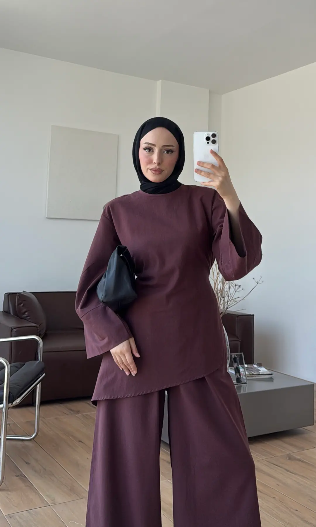 Yırtmaçlı Takım Bordo